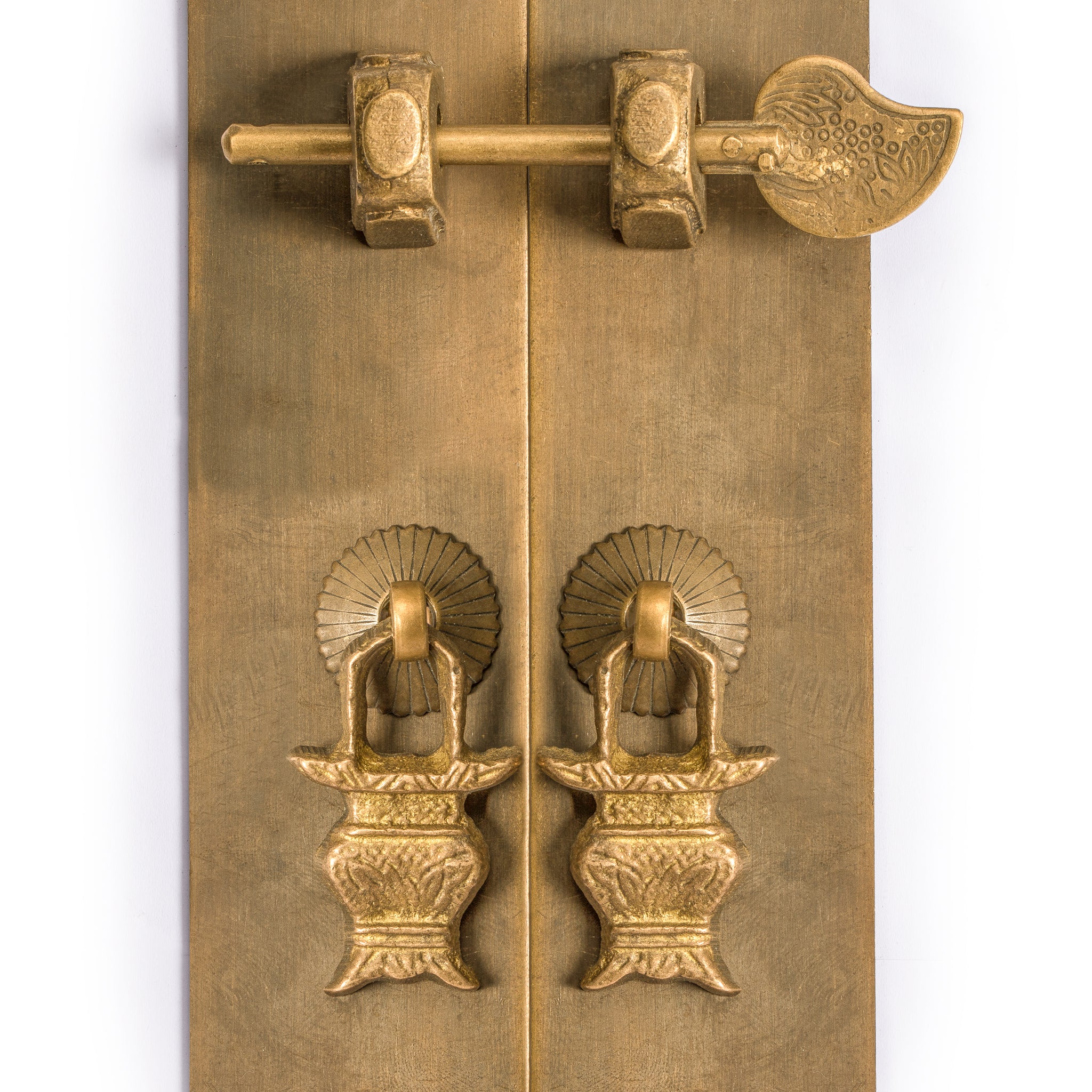 Art Deco Brass Cabinet Hardware Strip Pulls Set (7.9")-Chinese Brass Hardware