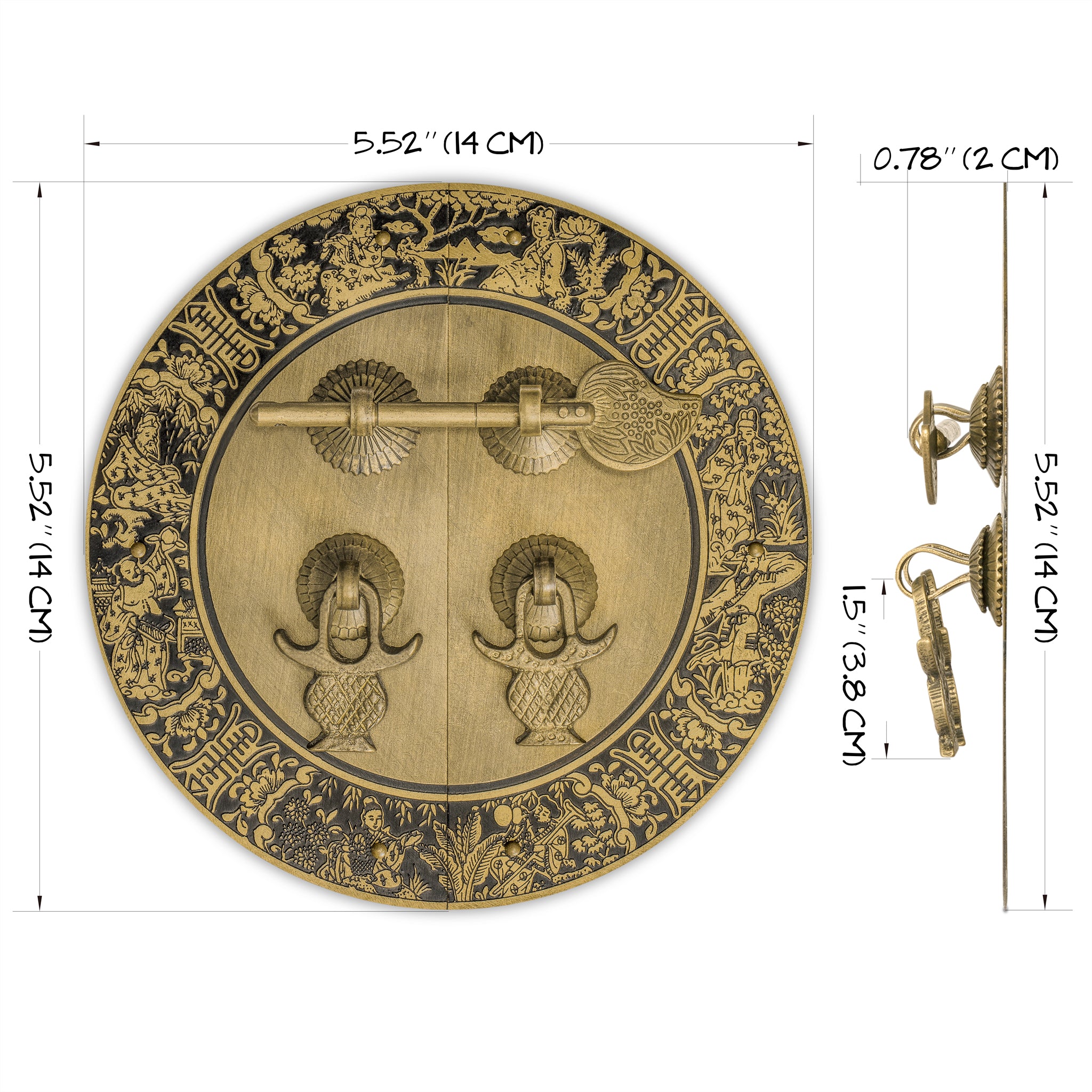 Blessings for Long Life Cabinet Face Plate 5.5"-Chinese Brass Hardware