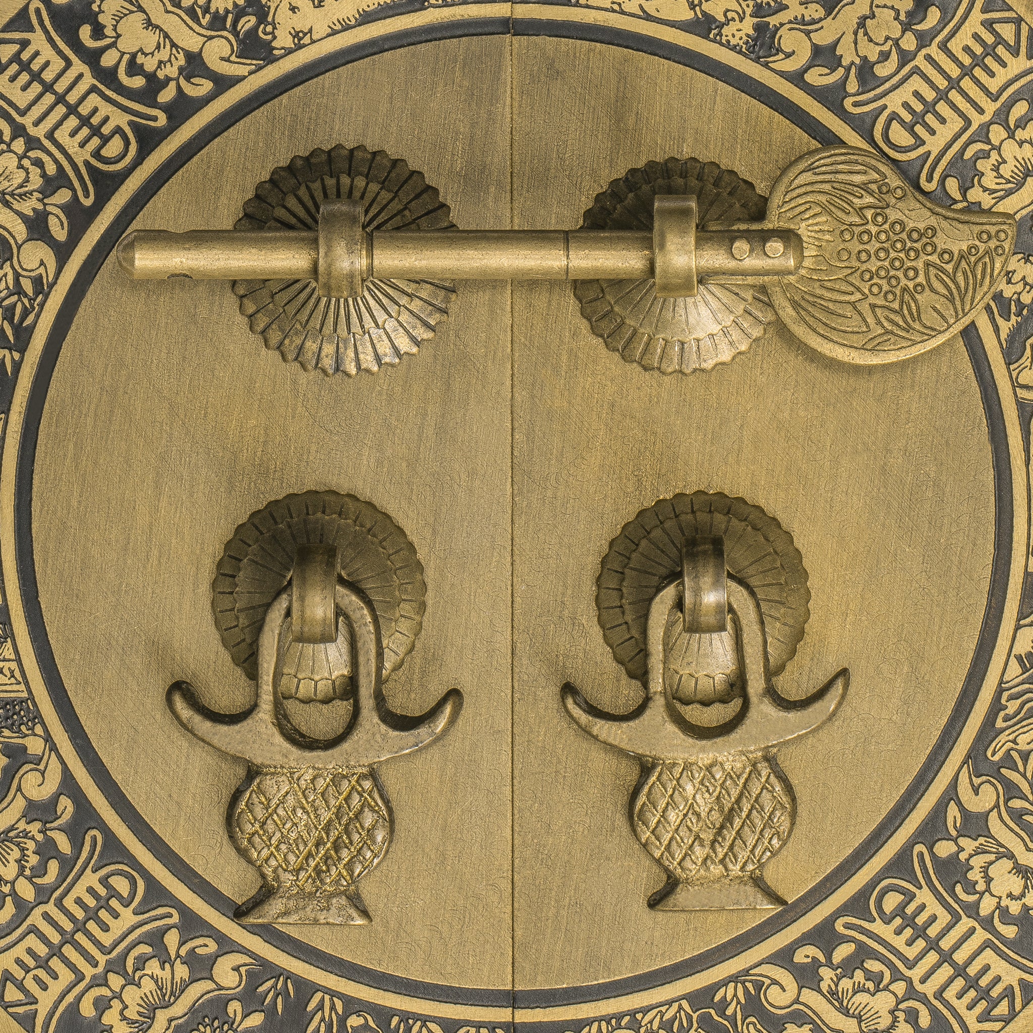 Blessings for Long Life Cabinet Face Plate 5.5"-Chinese Brass Hardware