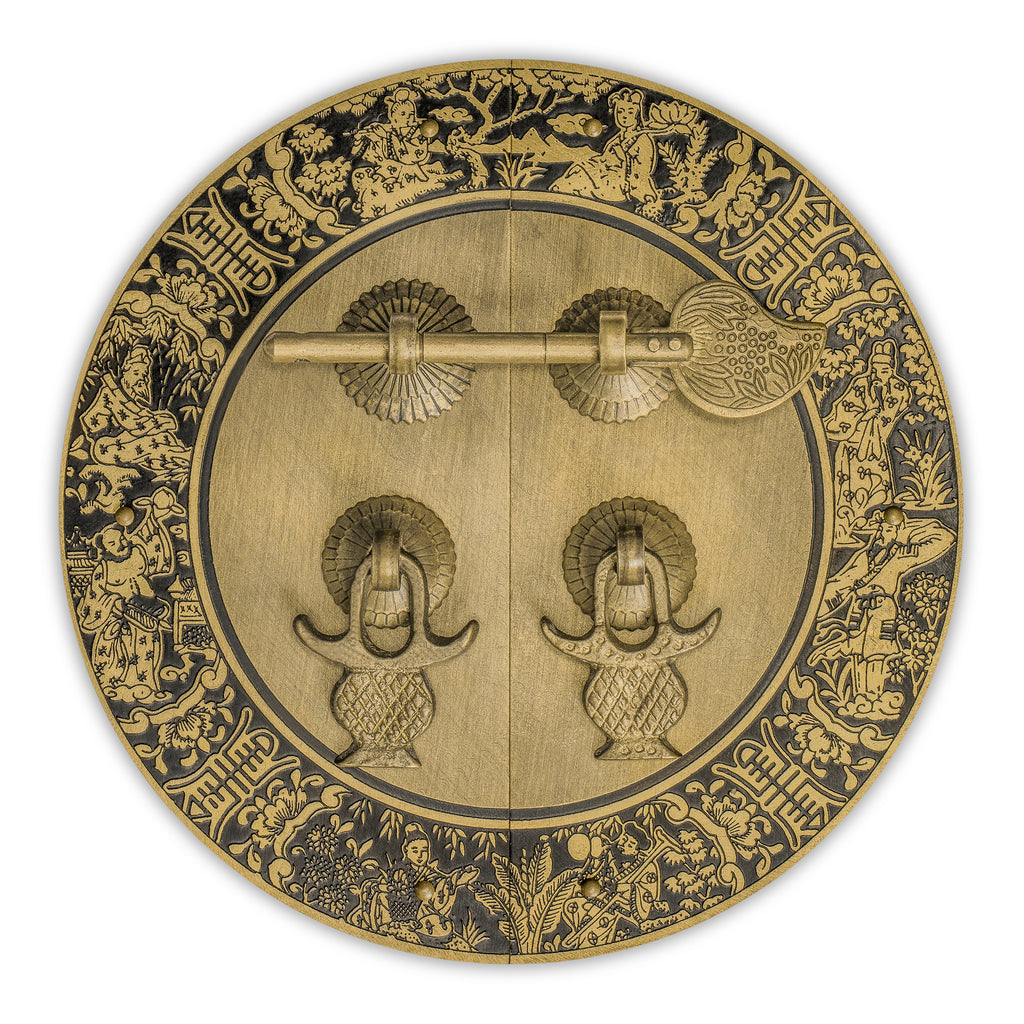 Blessings for Long Life Cabinet Face Plate 5.5"-Chinese Brass Hardware