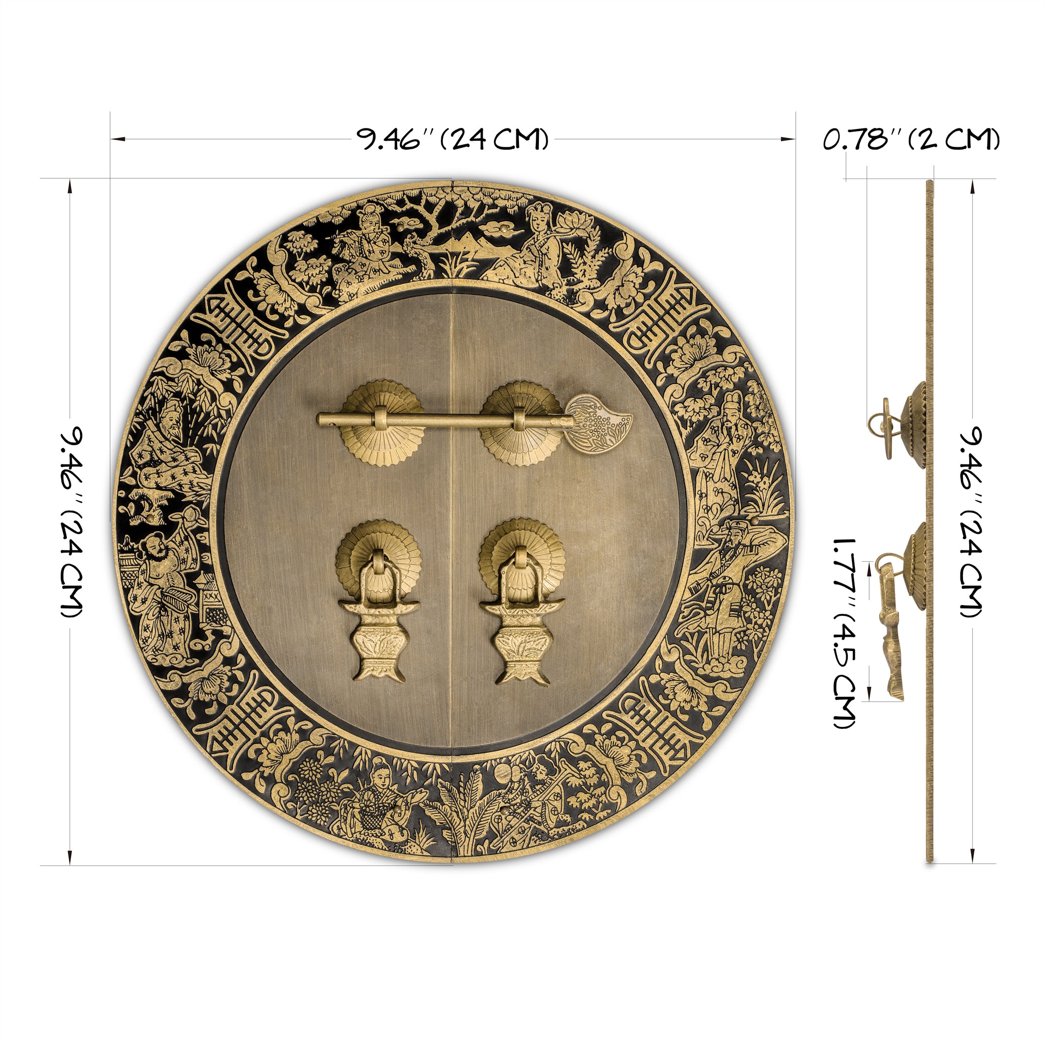 Blessings for Long Life Cabinet Face Plate 9.5"-Chinese Brass Hardware