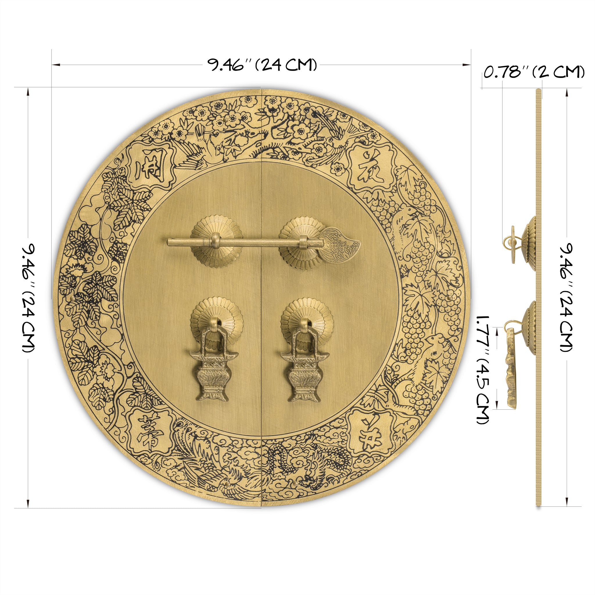 Bountiful Harvest Cabinet Face Plate 9.5"-Chinese Brass Hardware