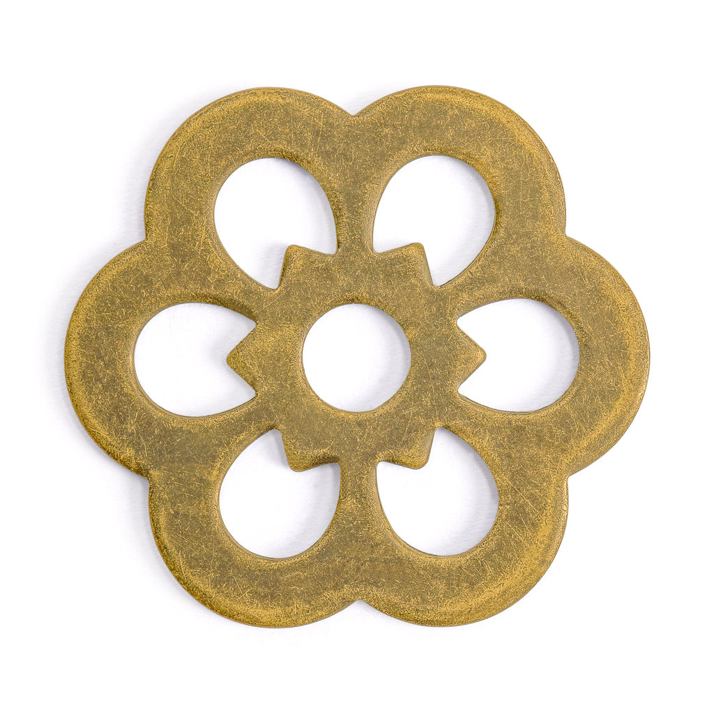 Brass Clover Washers 1.26" - Set of 10-Chinese Brass Hardware