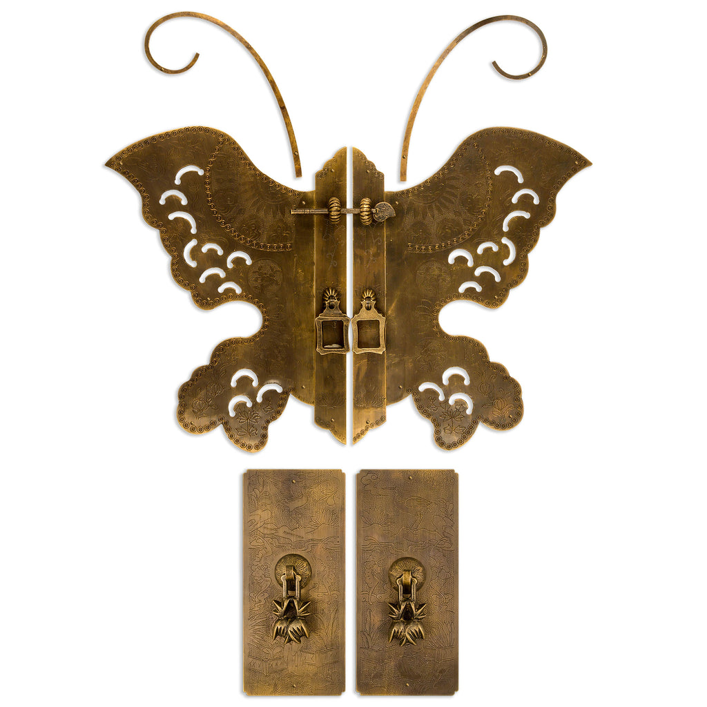 Flapping Butterfly Face Plate Set w/ Pulls-Chinese Brass Hardware