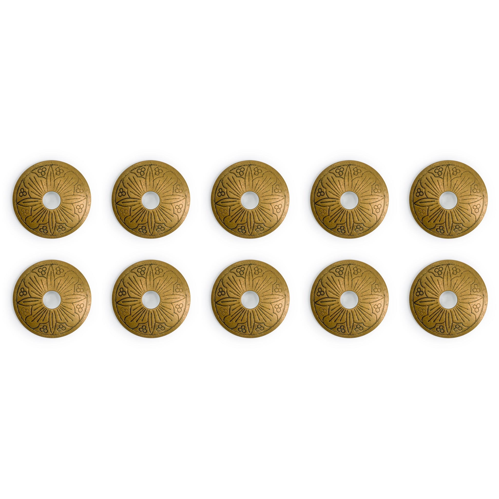 Floral Washers 1.3" - Set of 10-Chinese Brass Hardware