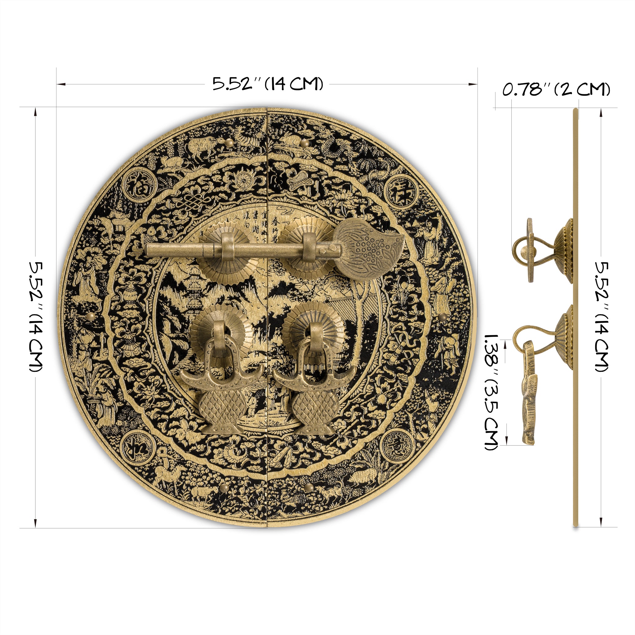 Mountain Scenery Cabinet Face Plate 5.5"-Chinese Brass Hardware