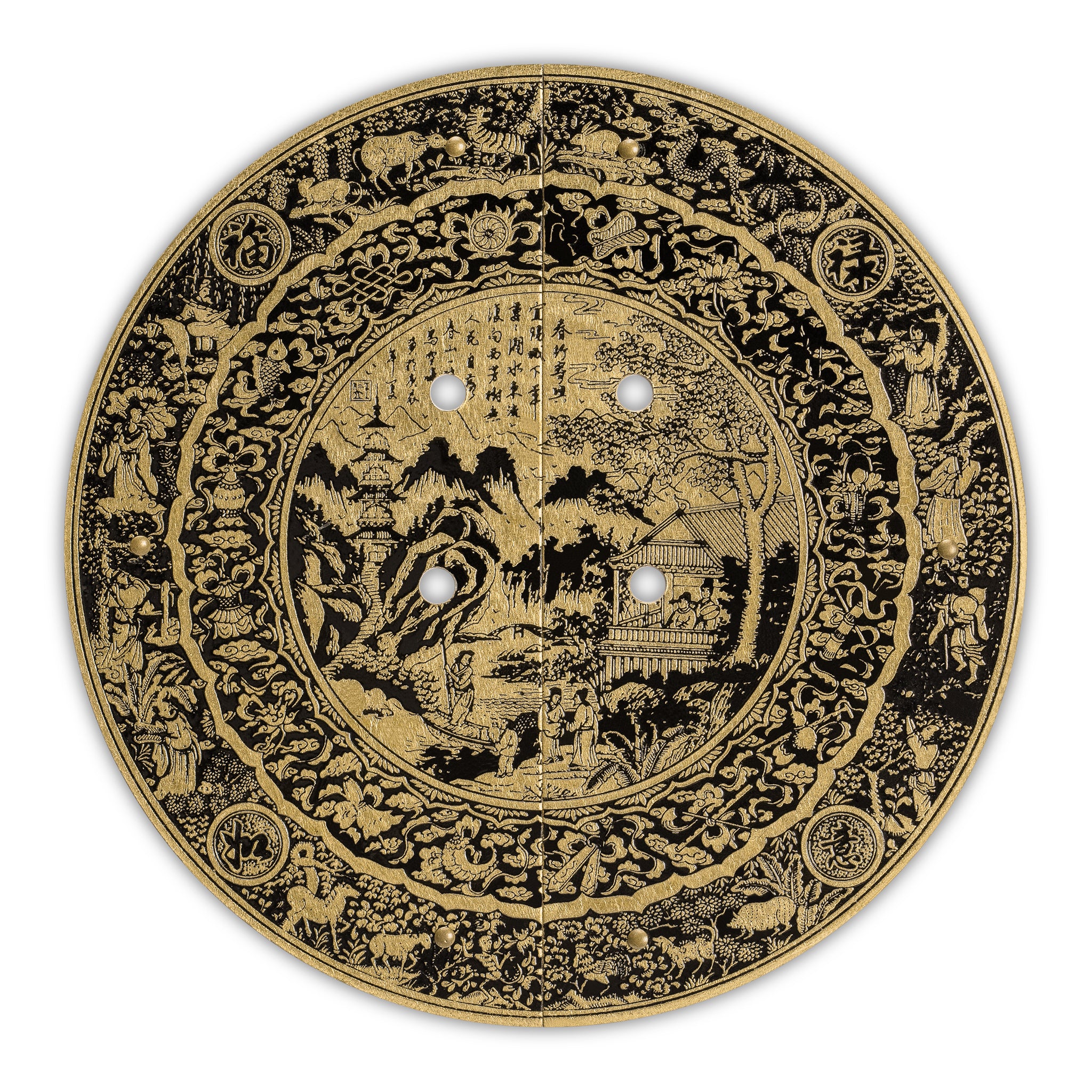 Mountain Scenery Cabinet Face Plate 5.5"-Chinese Brass Hardware