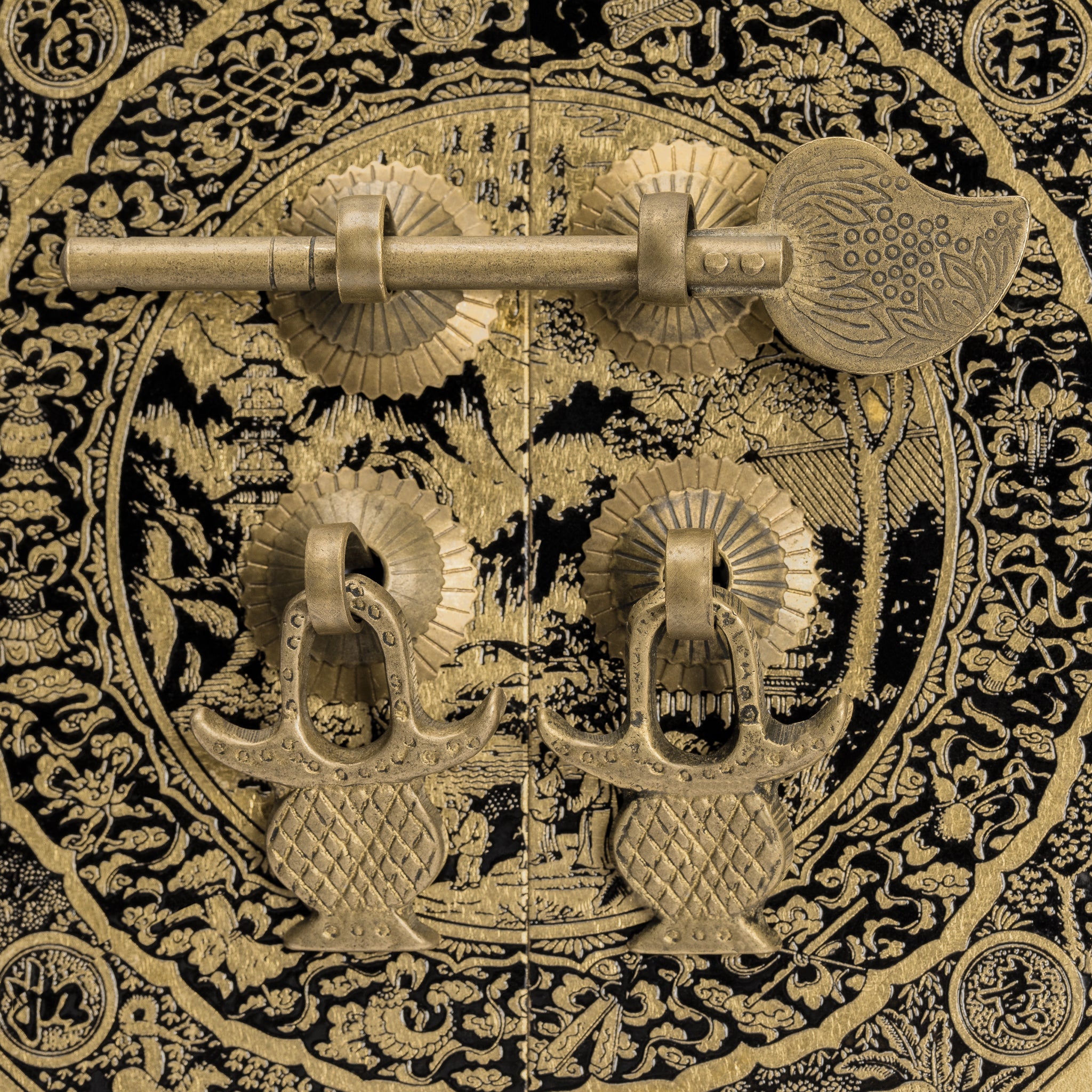 Mountain Scenery Cabinet Face Plate 5.5"-Chinese Brass Hardware