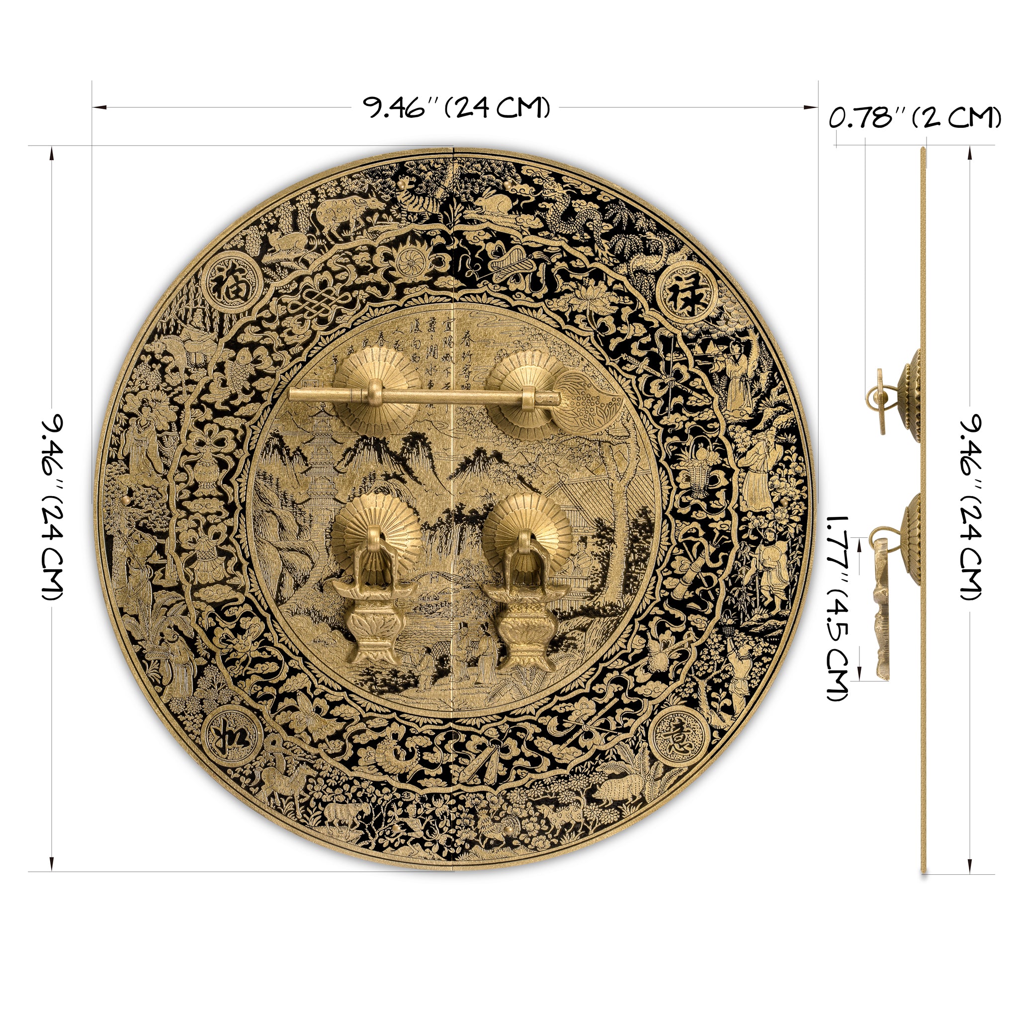 Mountain Scenery Cabinet Face Plate 9.5"-Chinese Brass Hardware