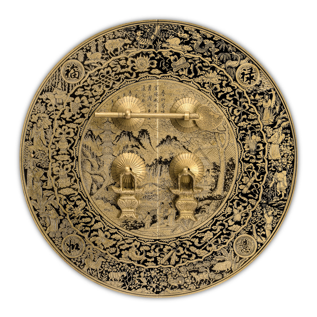Mountain Scenery Cabinet Face Plate 9.5"-Chinese Brass Hardware