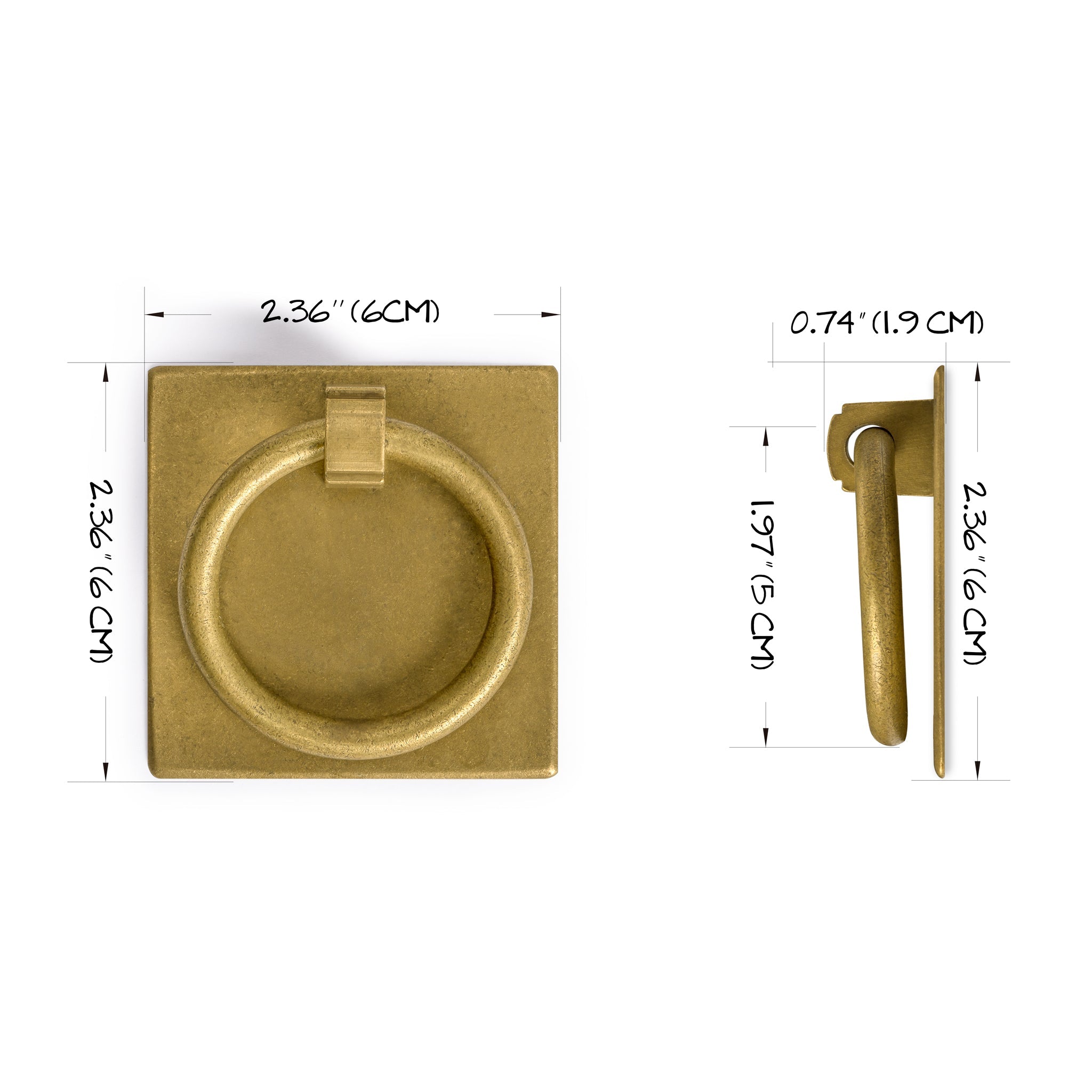 Ring Plate Pulls 2.3" - Set of 2-Chinese Brass Hardware