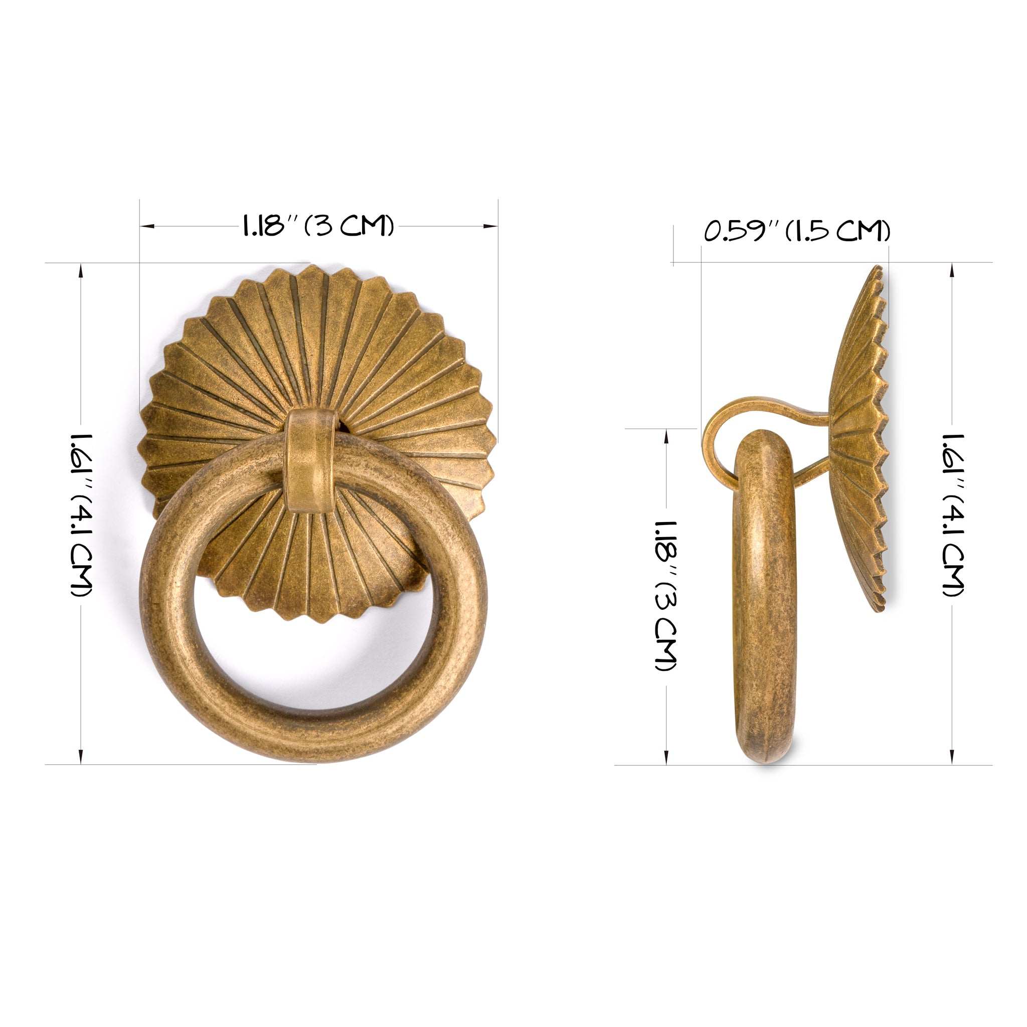 Ring Pulls 1.2" - Set of 2-Chinese Brass Hardware
