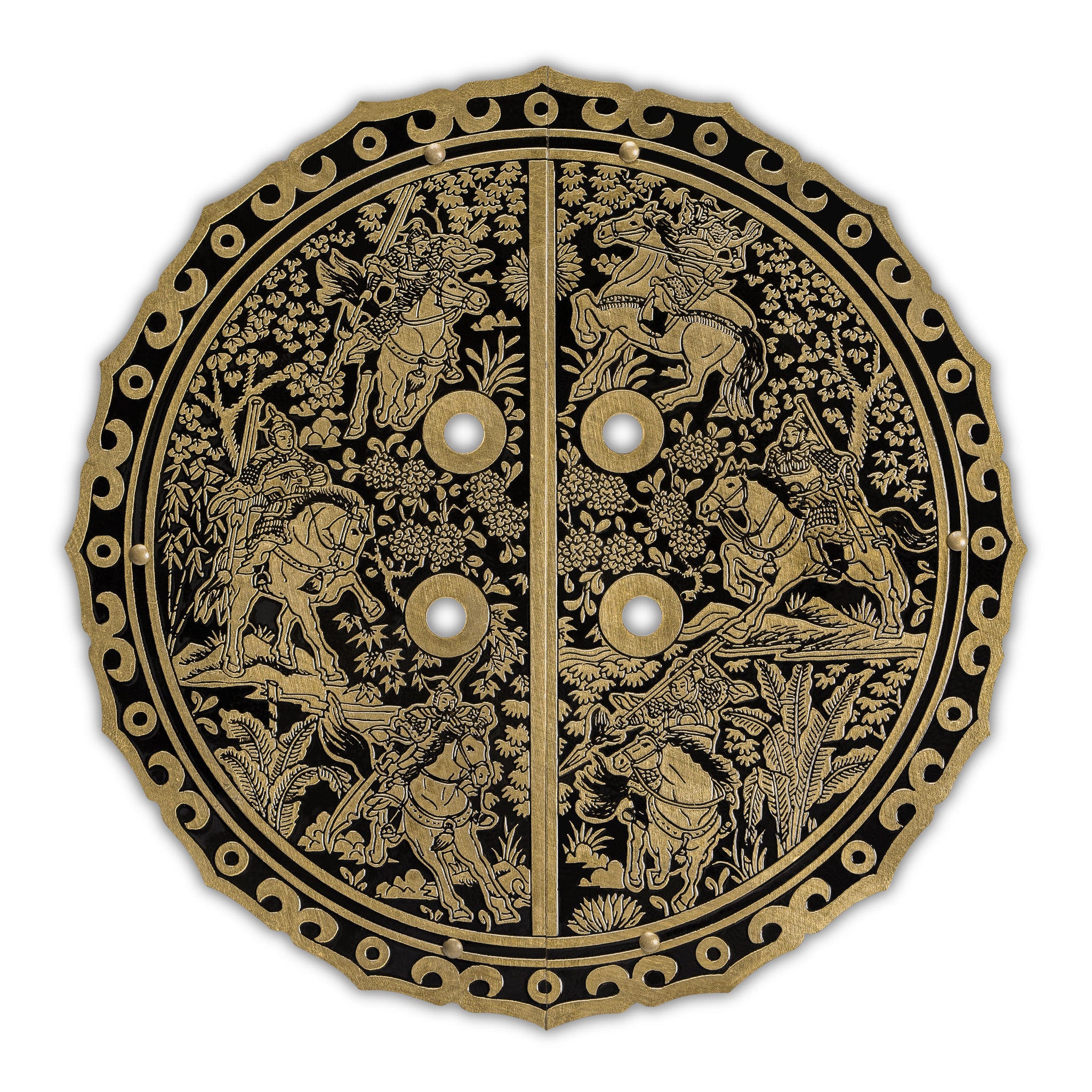 Six Horses Brass Cabinet Face Plate Set - 5.5"-Chinese Brass Hardware