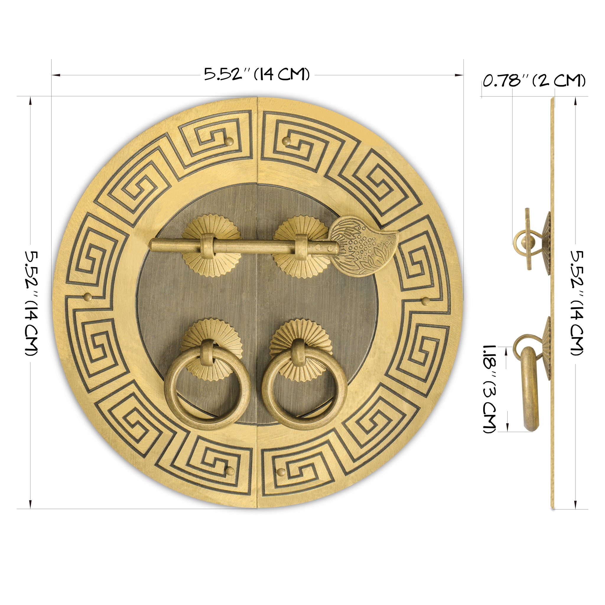 Tibetan Cabinet Faceplate Set - 5.5"-Chinese Brass Hardware