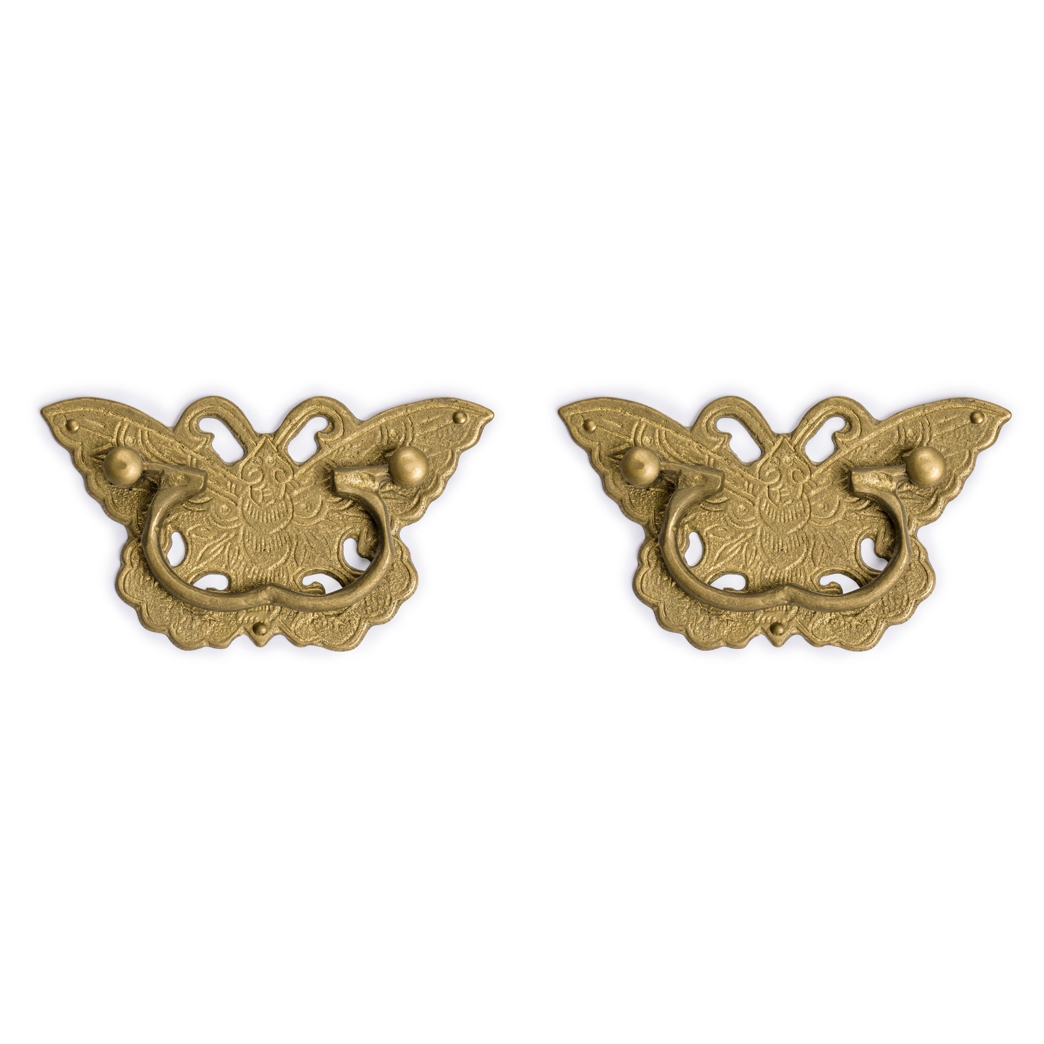 Young Butterfly Pulls 4" - Set of 2-Chinese Brass Hardware