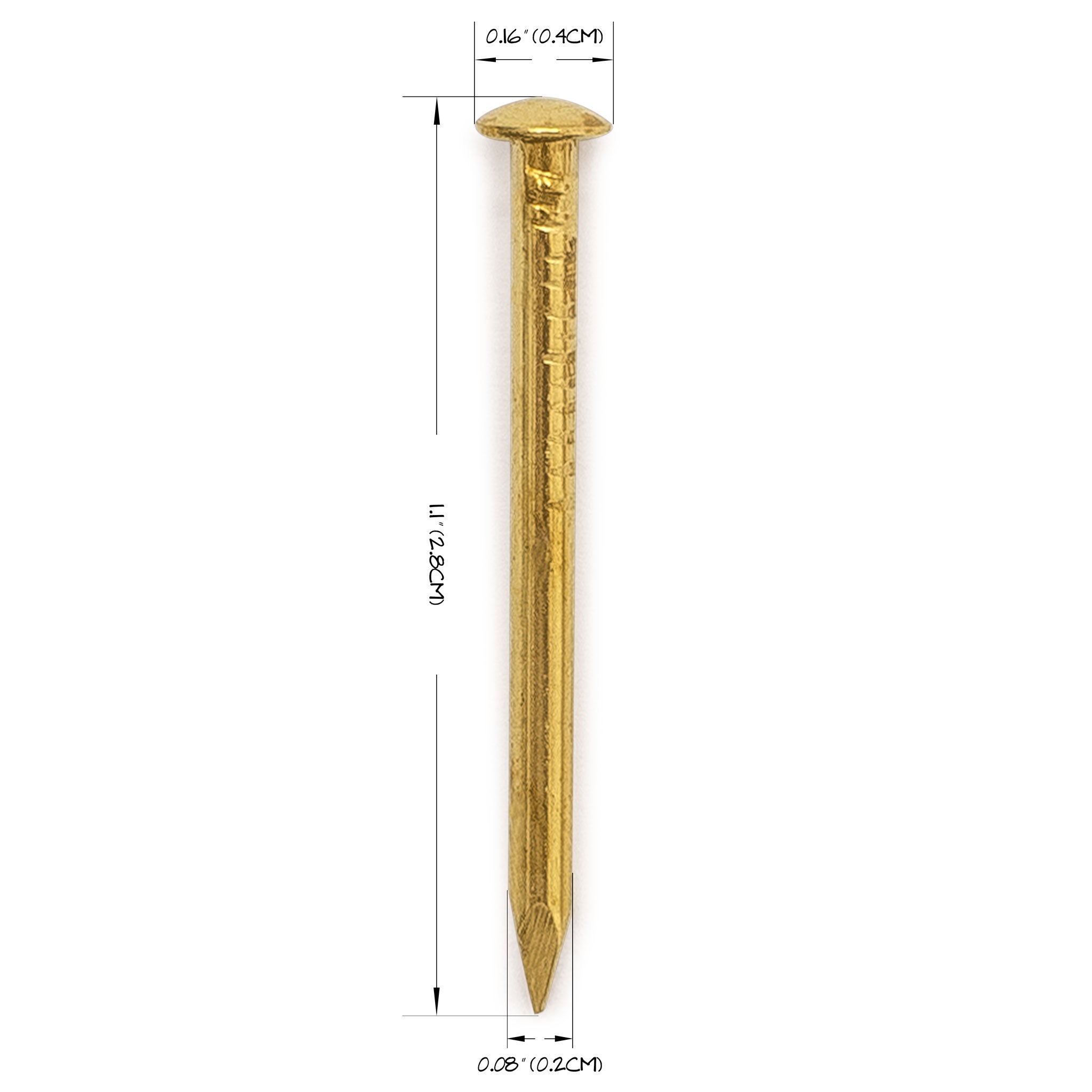 1.1" Pure Brass Nails - Bag of 100-Chinese Brass Hardware