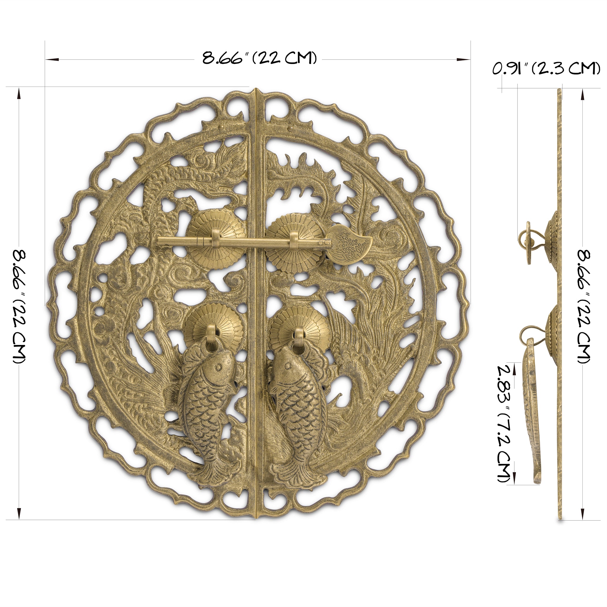 Fish & Dragon Cabinet Face Plate 9"