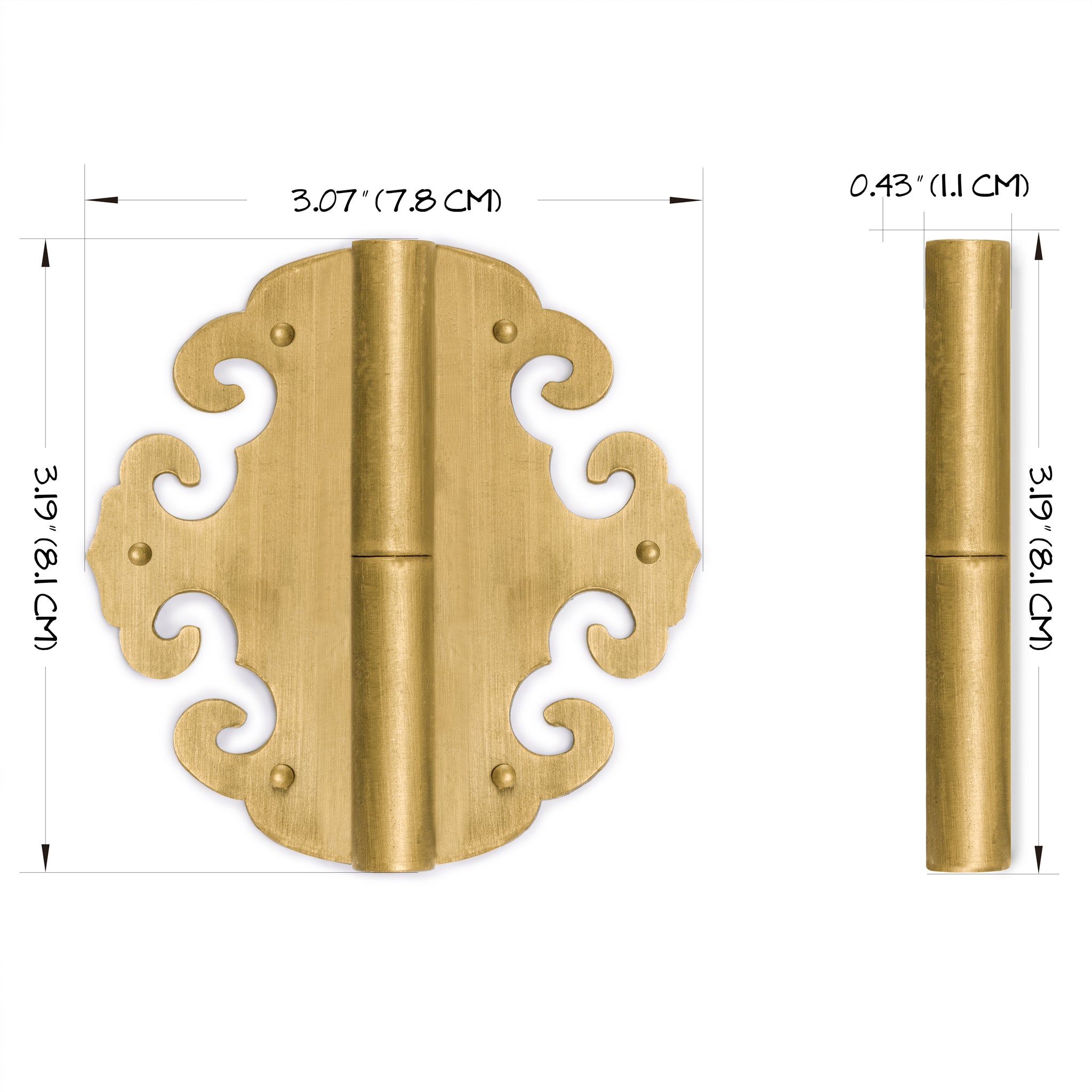 Four Flowers Hinges 3.1" x 3.1" - Set of 2