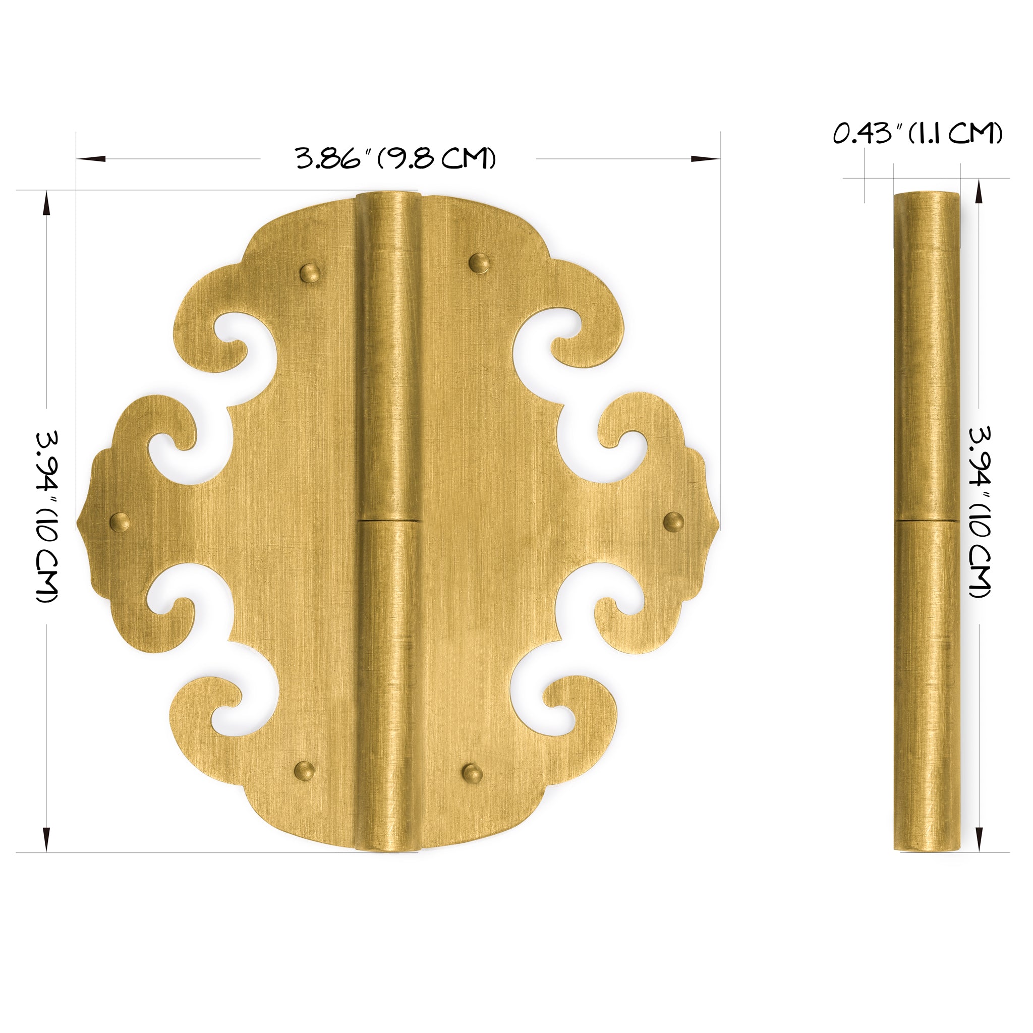 Four Flowers Hinges 4" - Set of 2