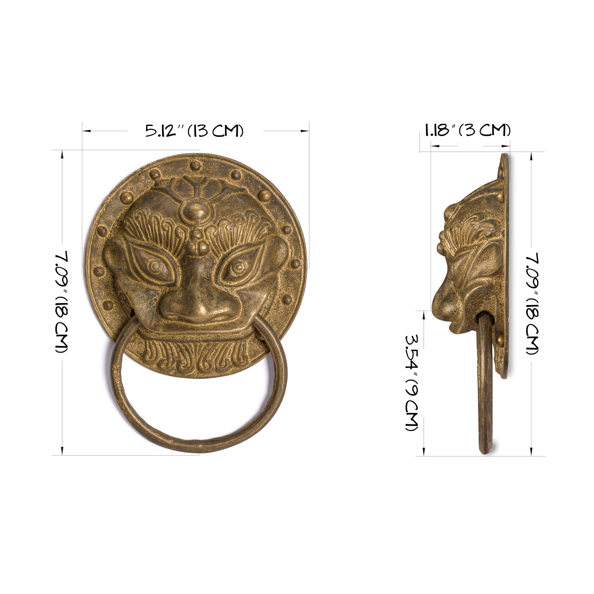 Angry Lion Pull 7.5"-Chinese Brass Hardware