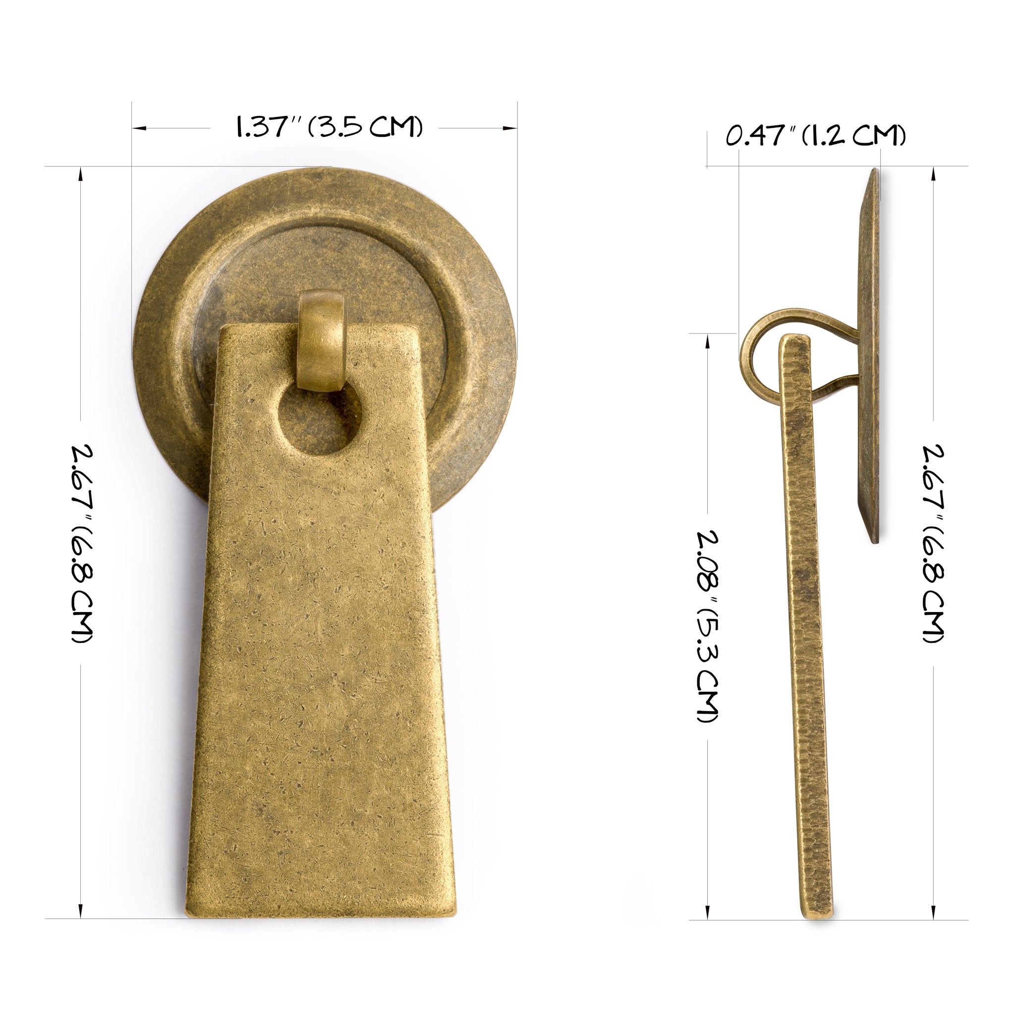 Art Deco Leaf Brass Hardware Pulls 2.7" - Set of 2-Chinese Brass Hardware