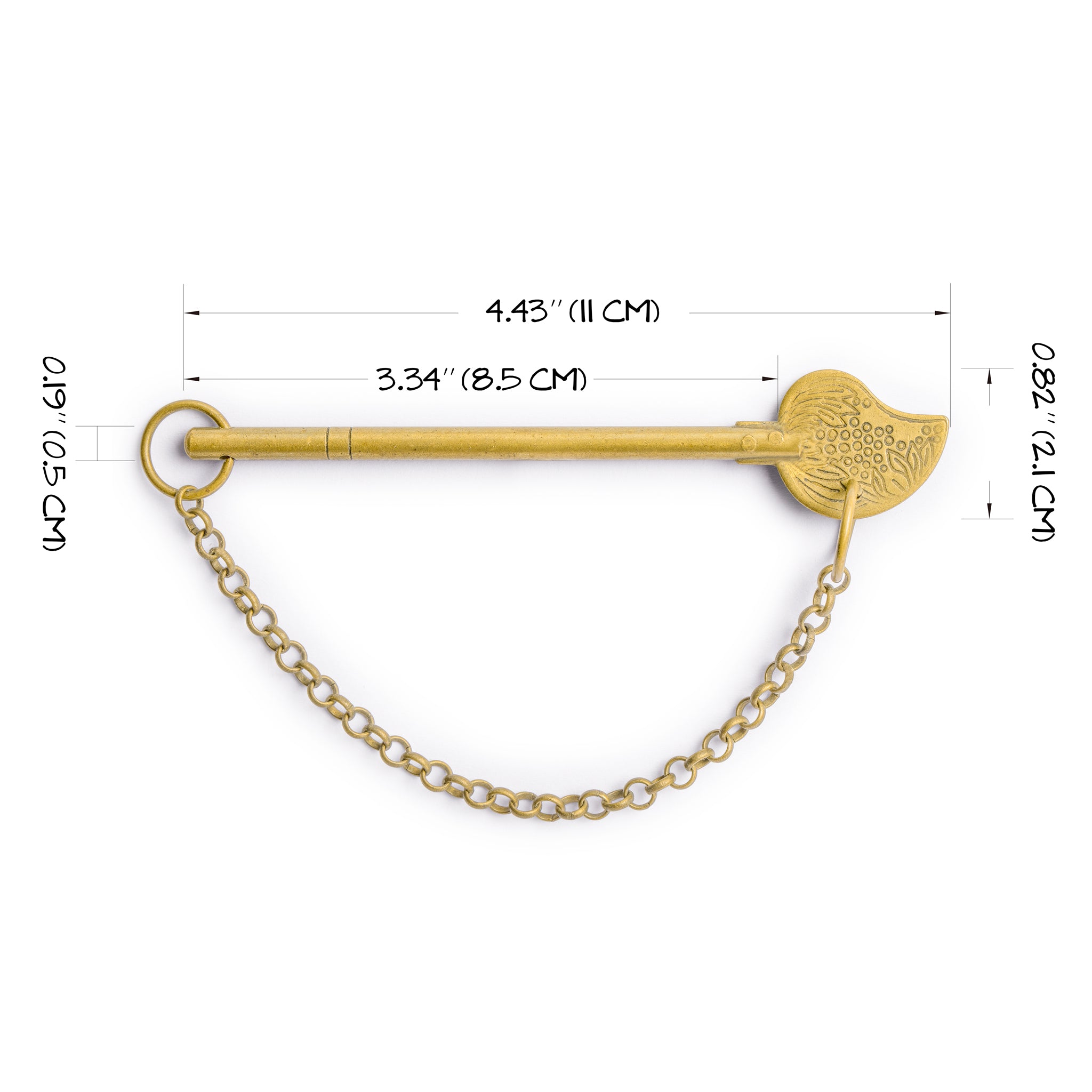 Bird Tail Brass Key Pin Hardware with Chain 3.5"-Chinese Brass Hardware