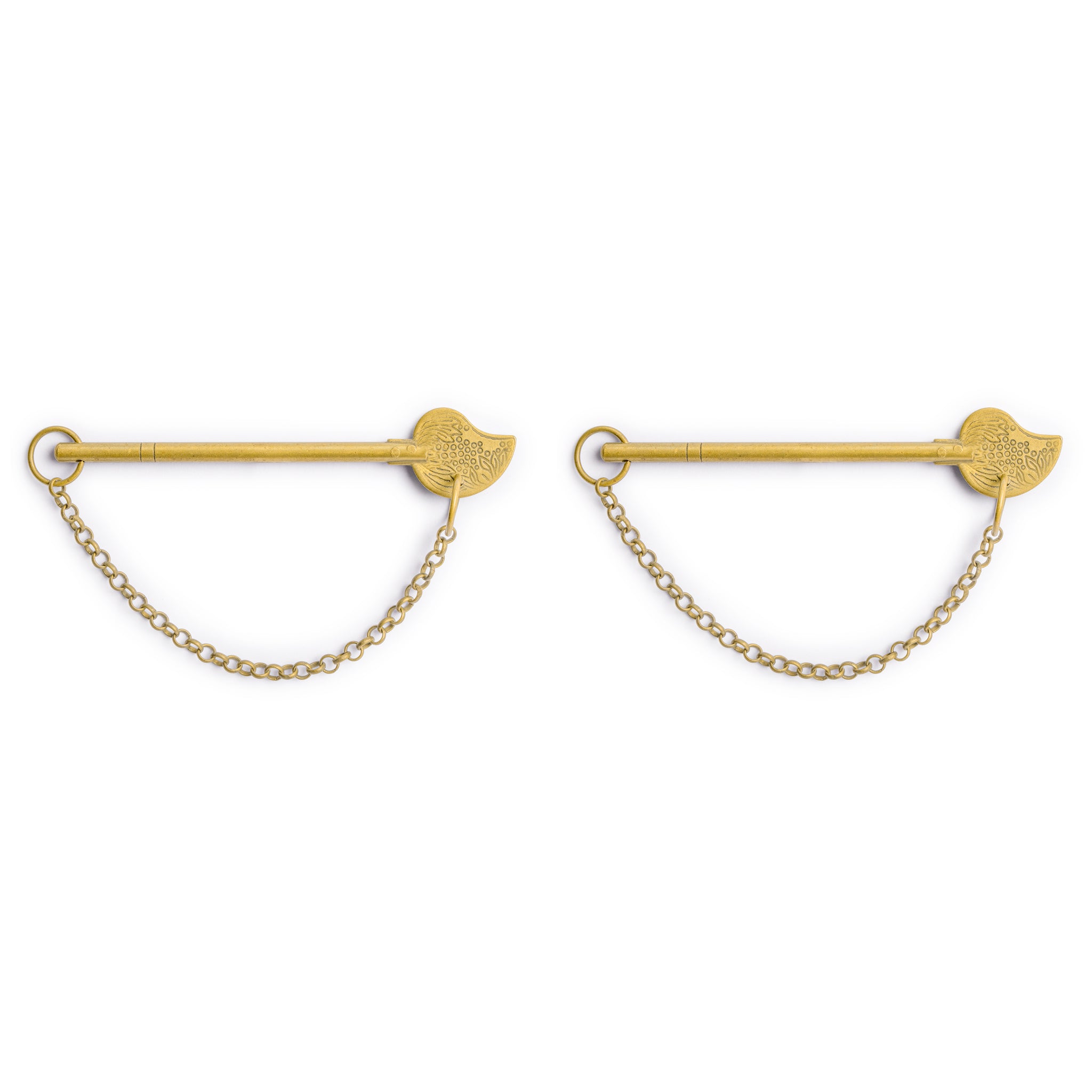 Bird Tail Brass Key Pin Hardware with Chain 3.5"-Chinese Brass Hardware