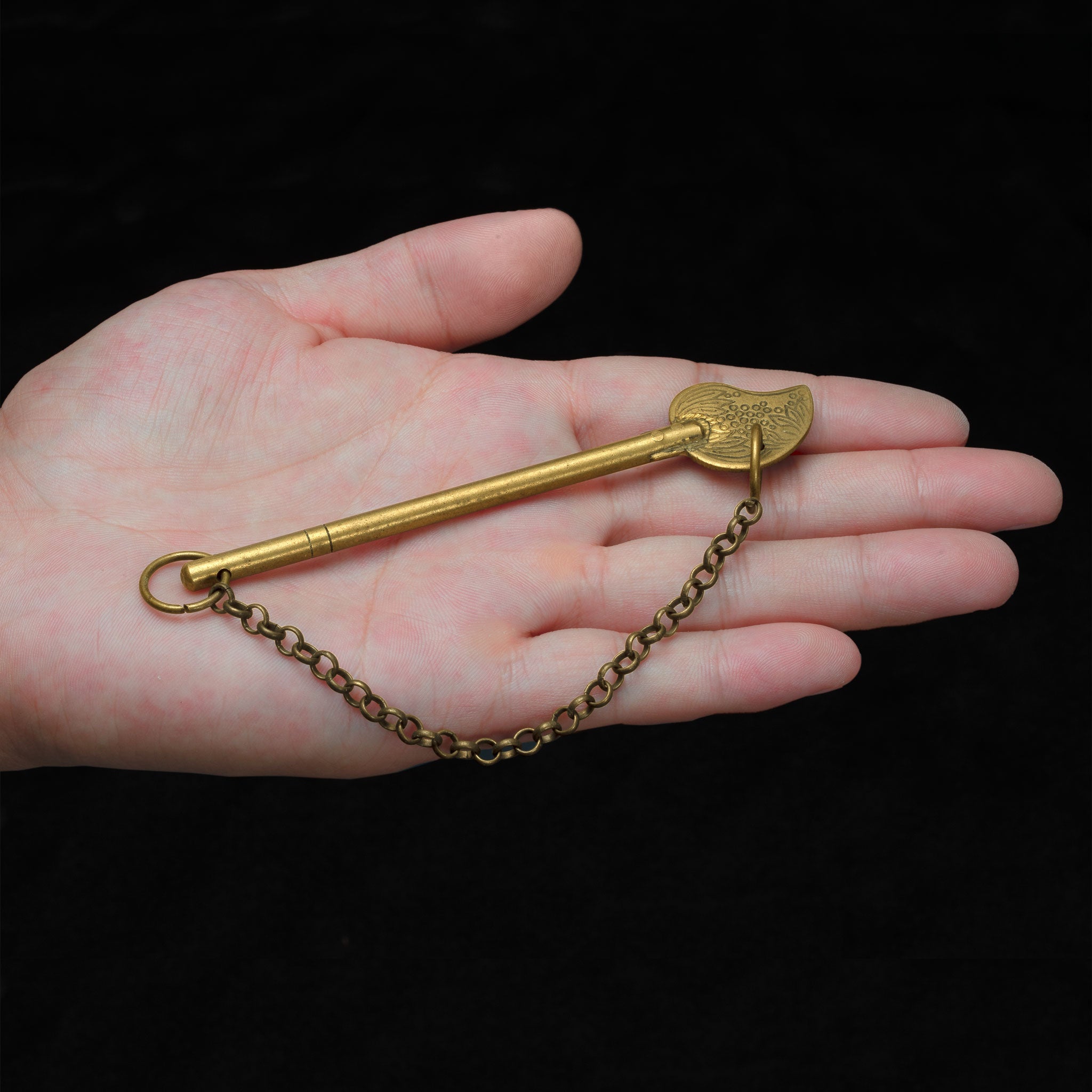 Bird Tail Brass Key Pin Hardware with Chain 3.5"-Chinese Brass Hardware