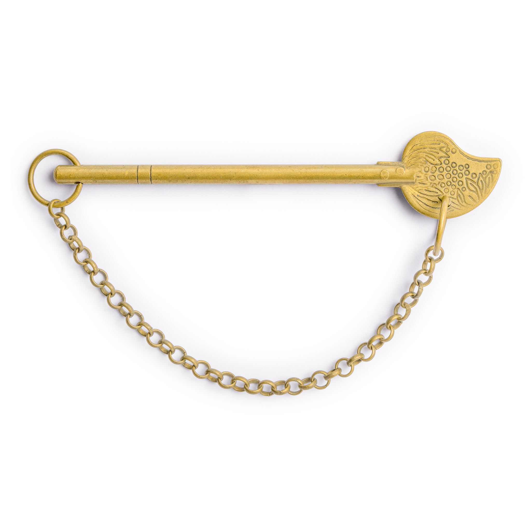 Bird Tail Brass Key Pin Hardware with Chain 3.5"-Chinese Brass Hardware