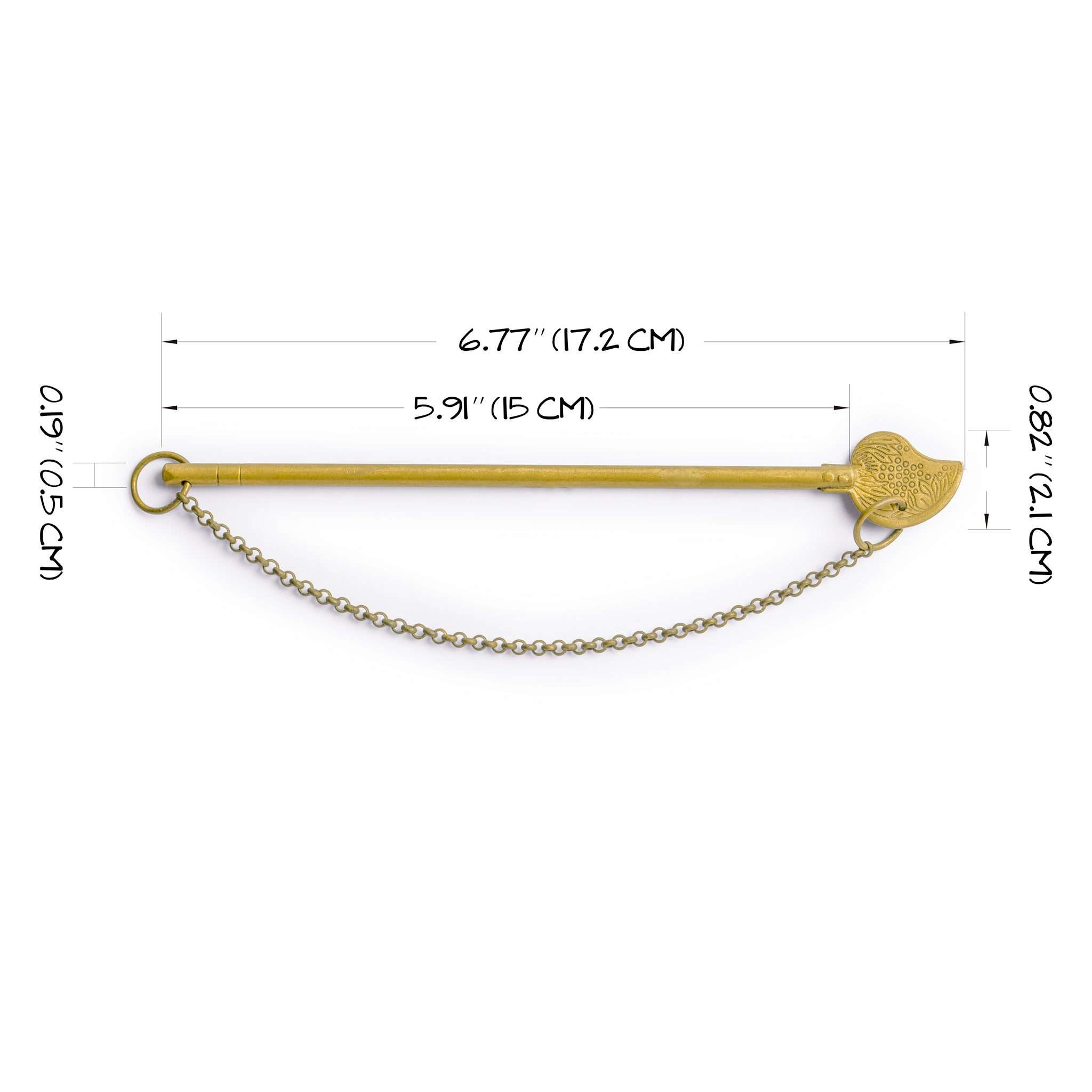Bird Tail Brass Key with Chain 5.8" - Set of 2-Chinese Brass Hardware