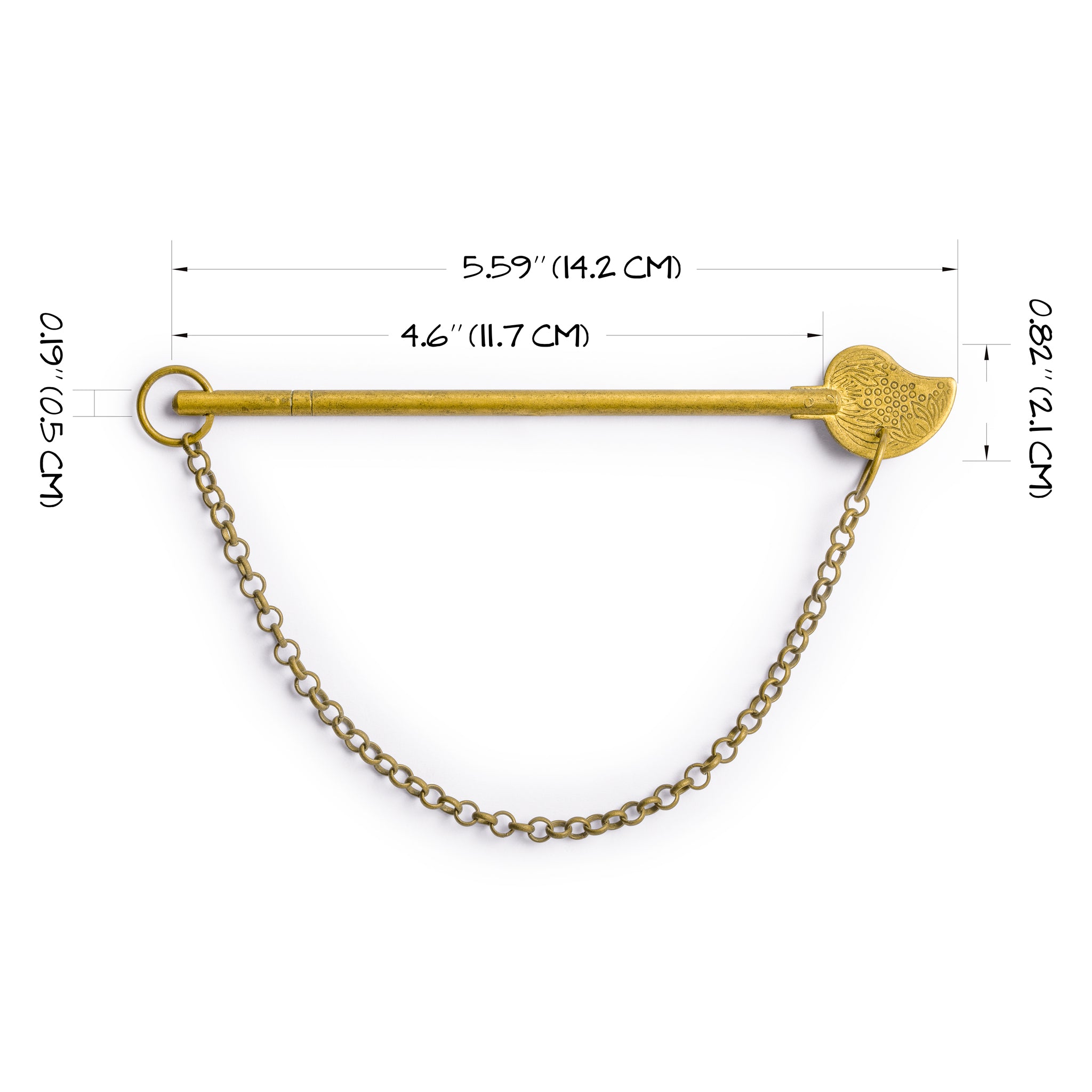 Bird Tail Key with Chain 4.6" - Set of 2-Chinese Brass Hardware