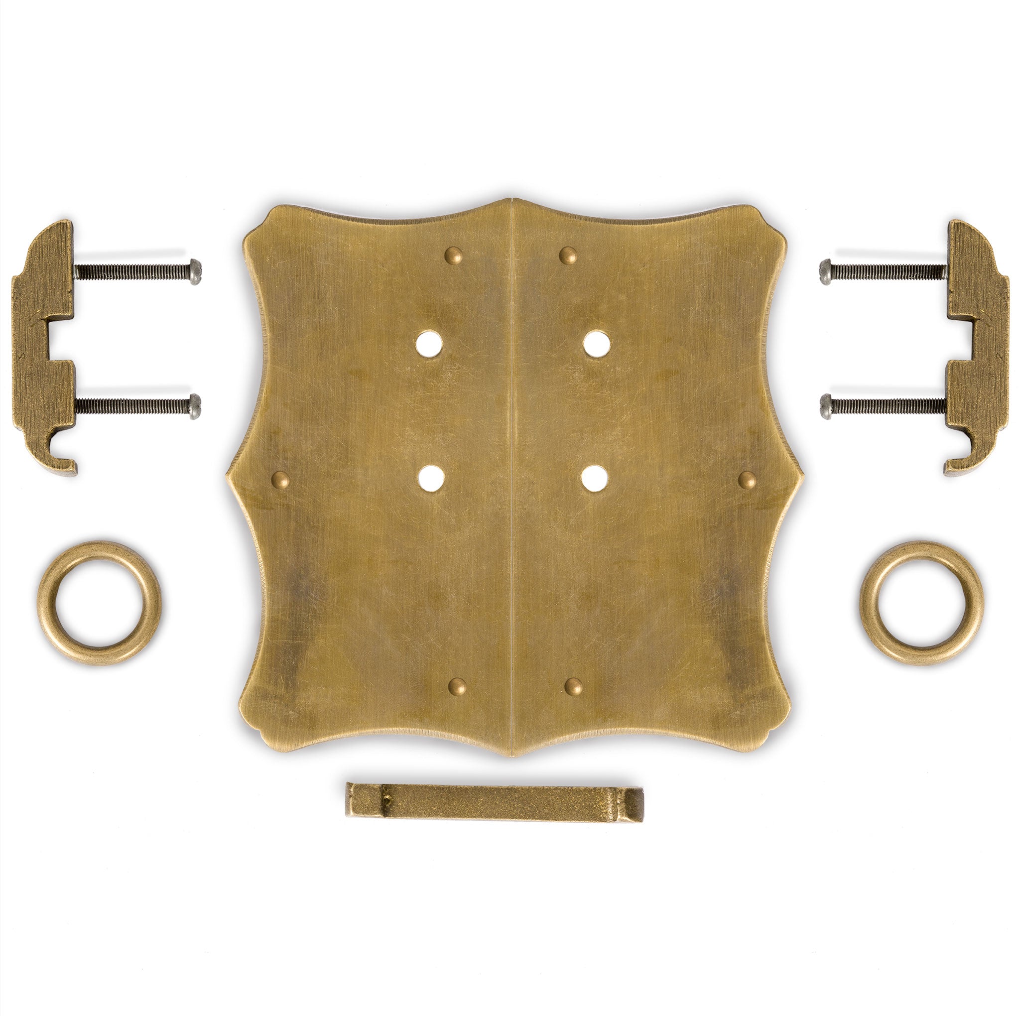 Brass Bamboo Curve Cabinet Face Plate Backplate Hardware Set 8" x 10"-Chinese Brass Hardware