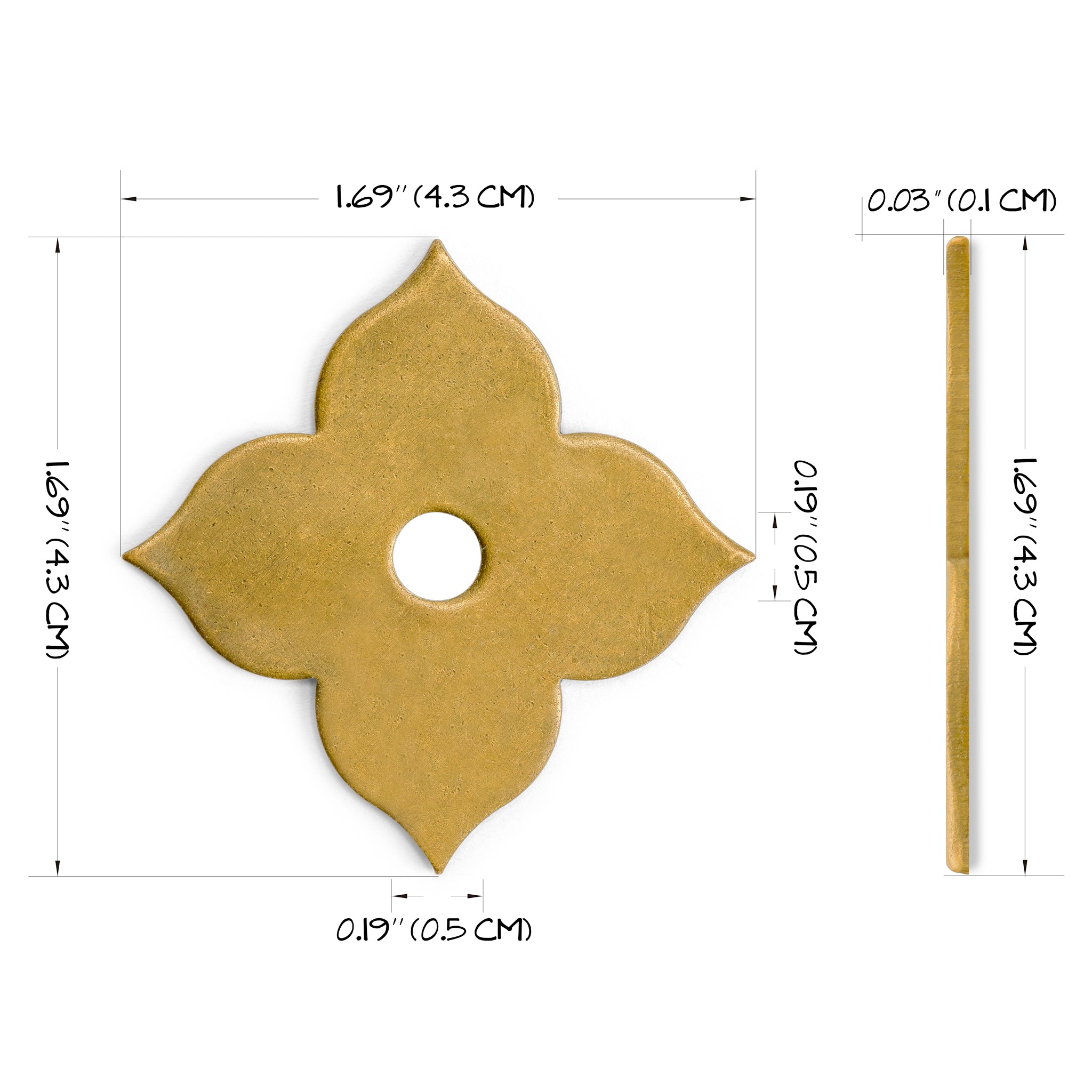 Brass Clover Washers 1.7" - Set of 10-Chinese Brass Hardware