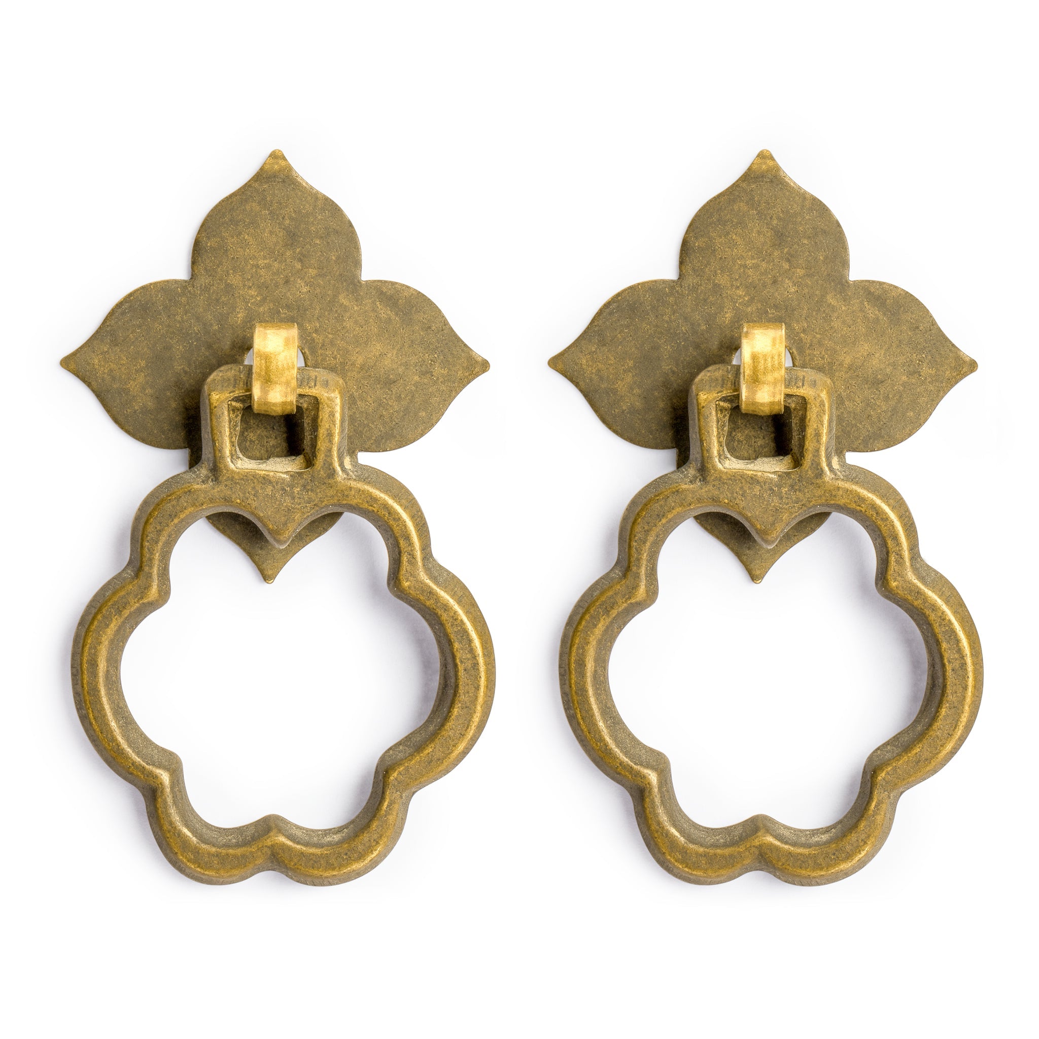 Bunchberry and Clover Flower Pulls 2" - Set of 2-Chinese Brass Hardware