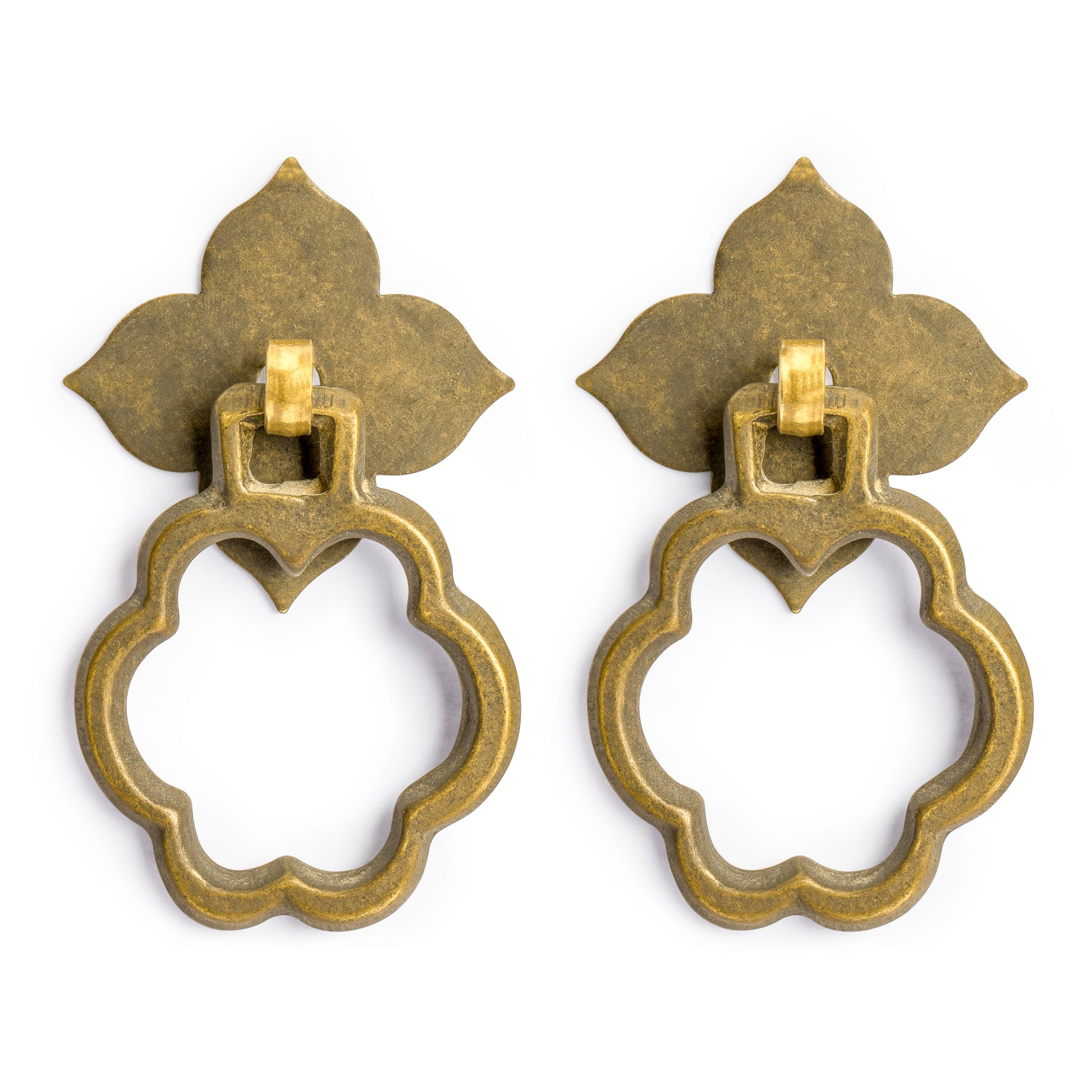 Bunchberry and Clover Flower Pulls 2.8" - Set of 2-Chinese Brass Hardware