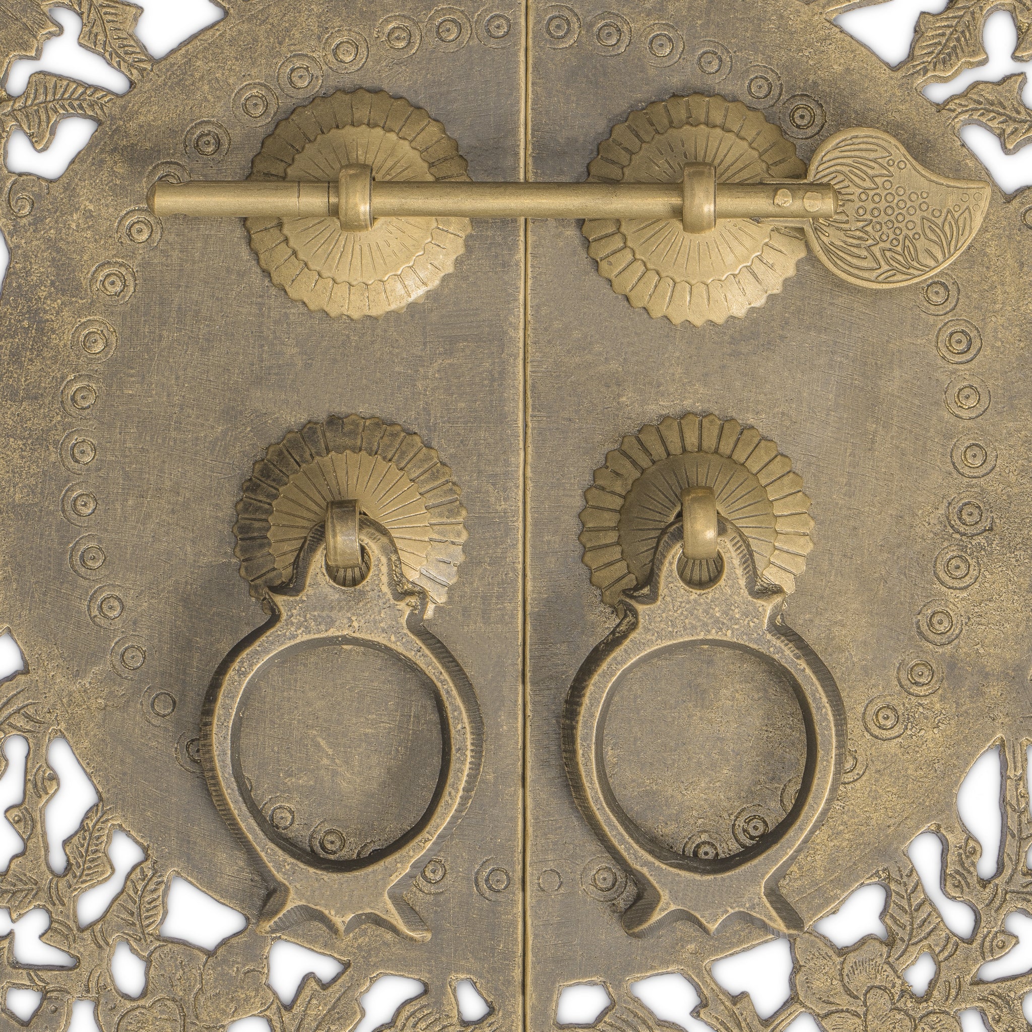 China Flower Pot Cabinet Face Plate 9.9"-Chinese Brass Hardware
