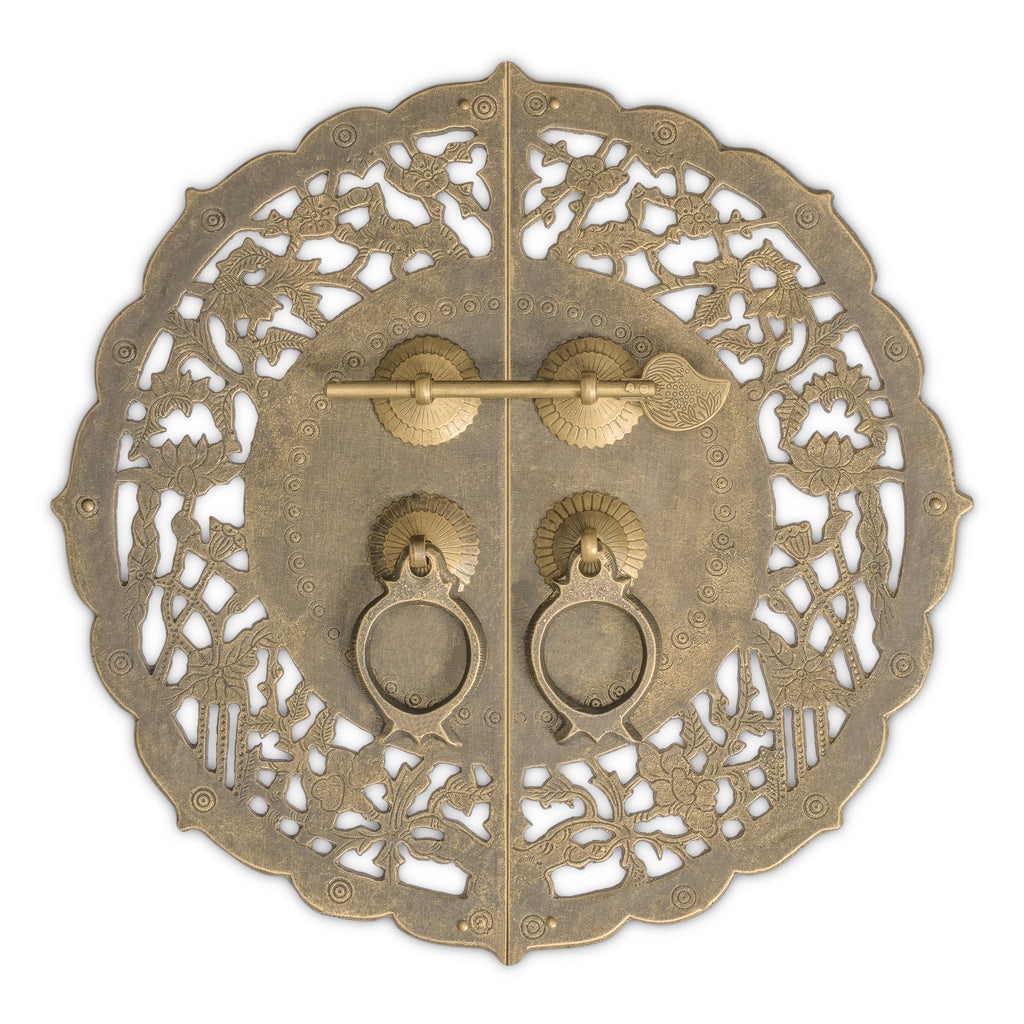 China Flower Pot Cabinet Face Plate 9.9"-Chinese Brass Hardware