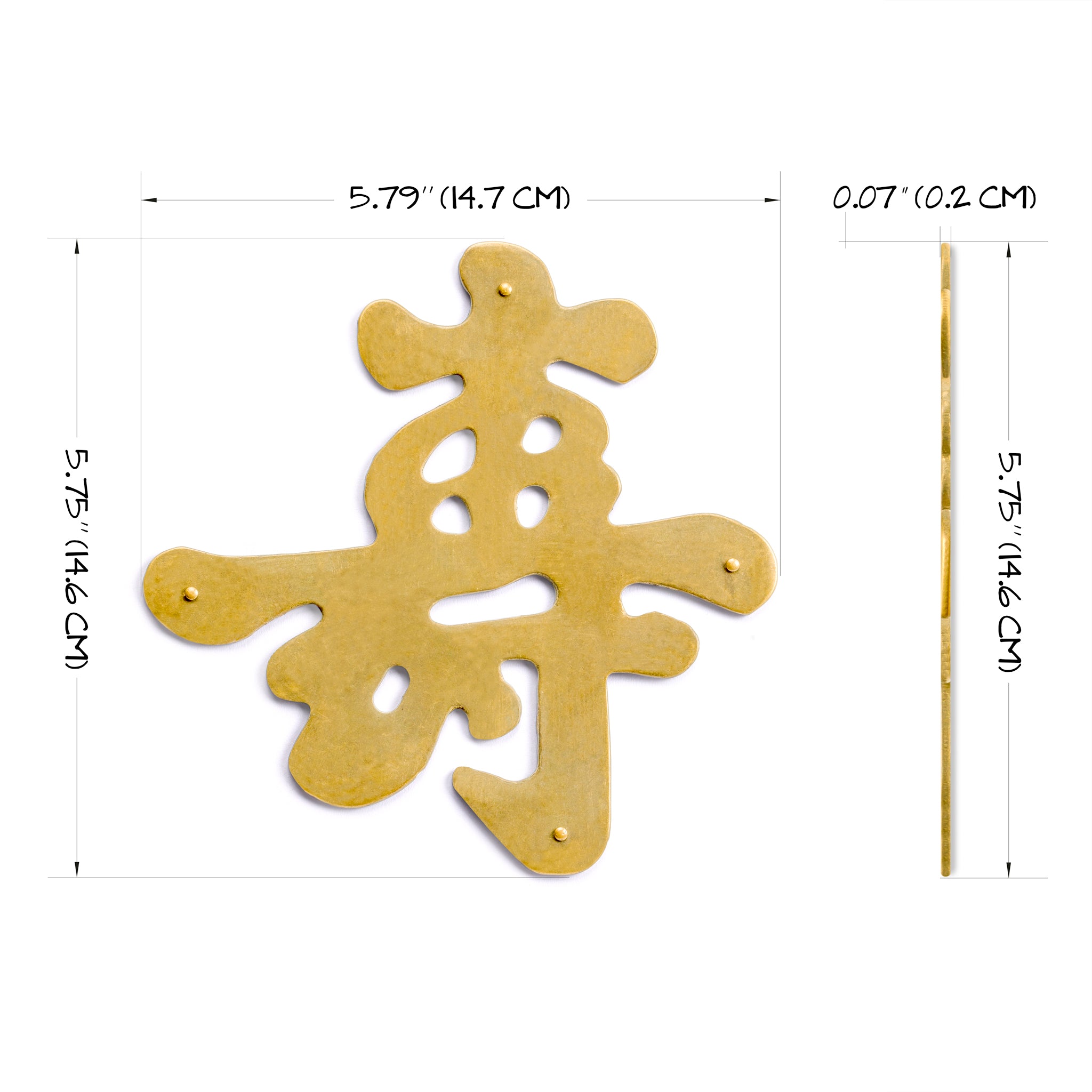 Chinese Character for Longevity "Shou"-Chinese Brass Hardware