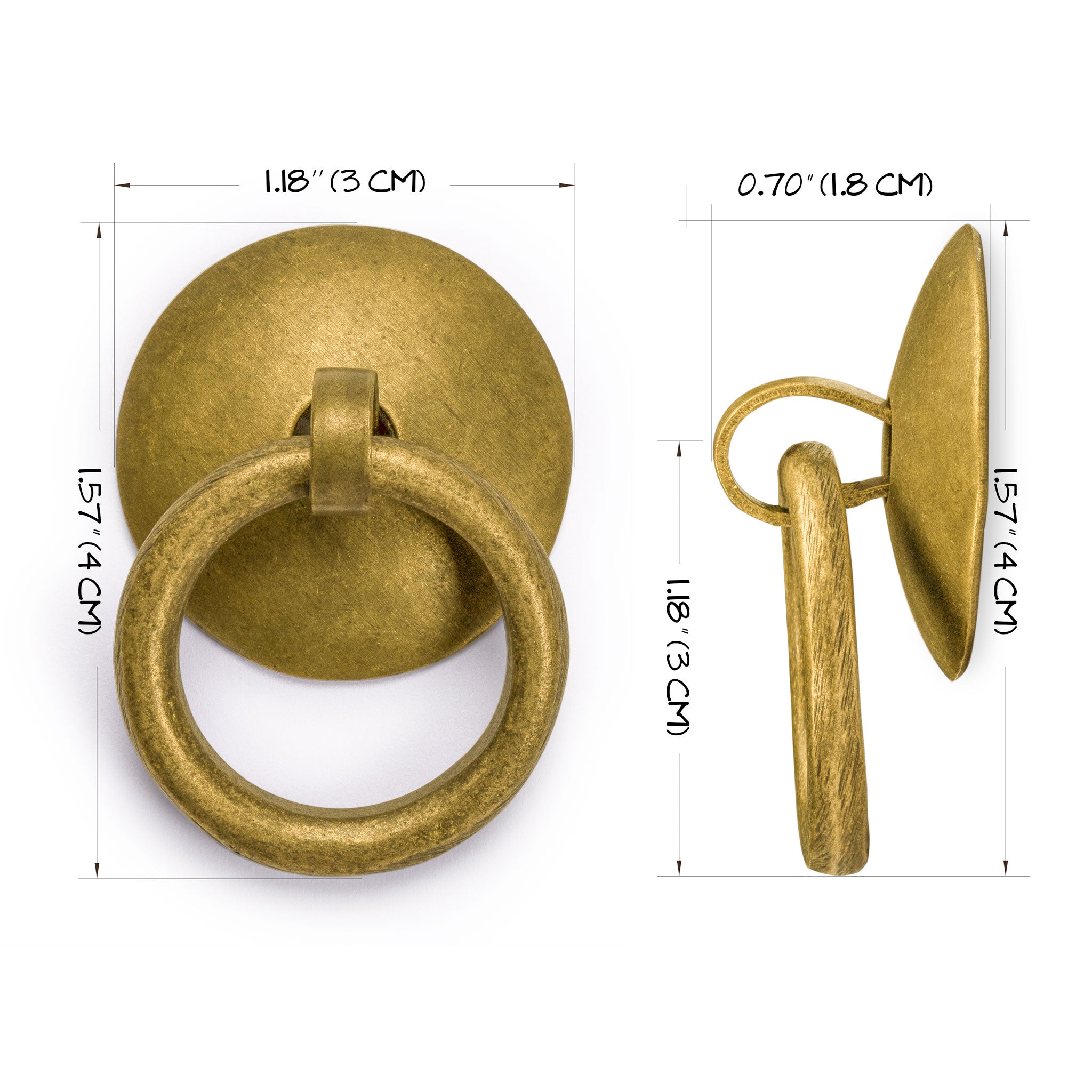 Chinese Medicine Cabinet Pulls 1.6" - Set of 2-Chinese Brass Hardware