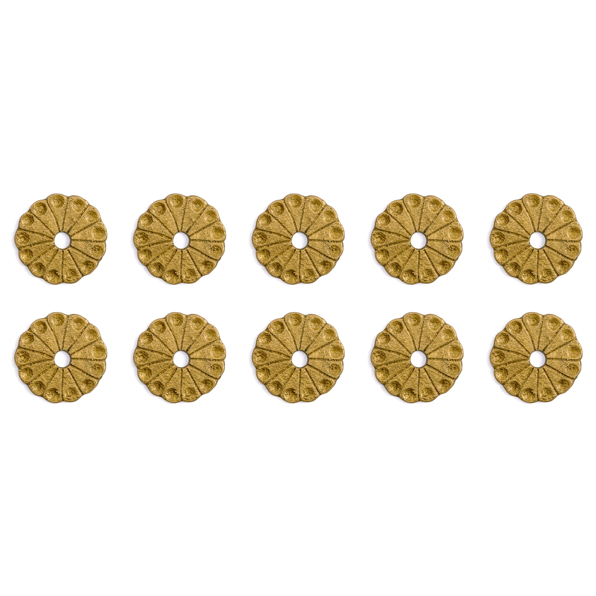 Chrysanthemum Backplate Washer Brass Hardware 1.4" - Set of 10-Chinese Brass Hardware
