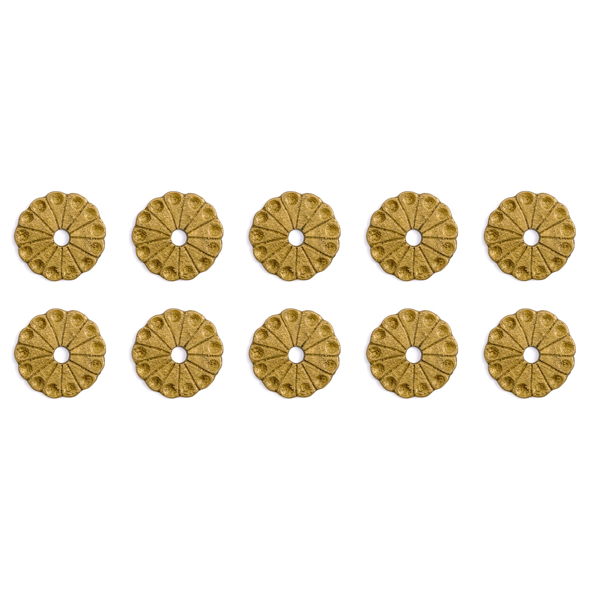 Chrysanthemum Backplate Washer Brass Hardware 1.4" - Set of 10-Chinese Brass Hardware