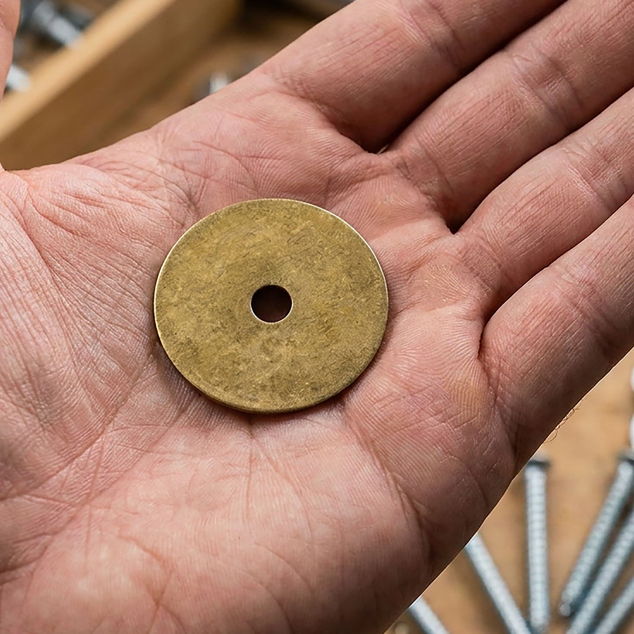 Decorative Round Washers Brass Hardware 1.4" - Set of 10-Chinese Brass Hardware