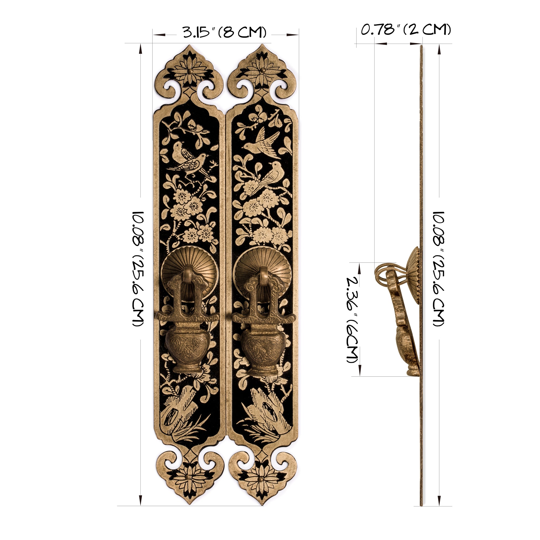 Double Sparrow Strip Pulls 10"-Chinese Brass Hardware