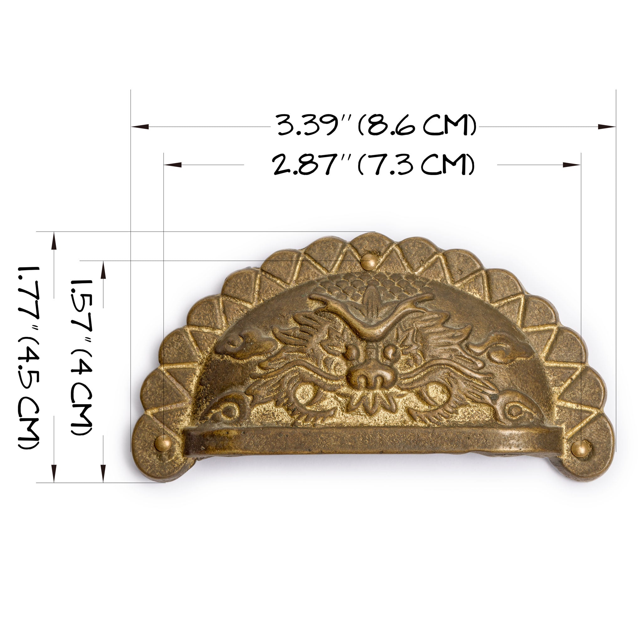 Dragon Handle Pulls 3.3" - Set of 2-Chinese Brass Hardware