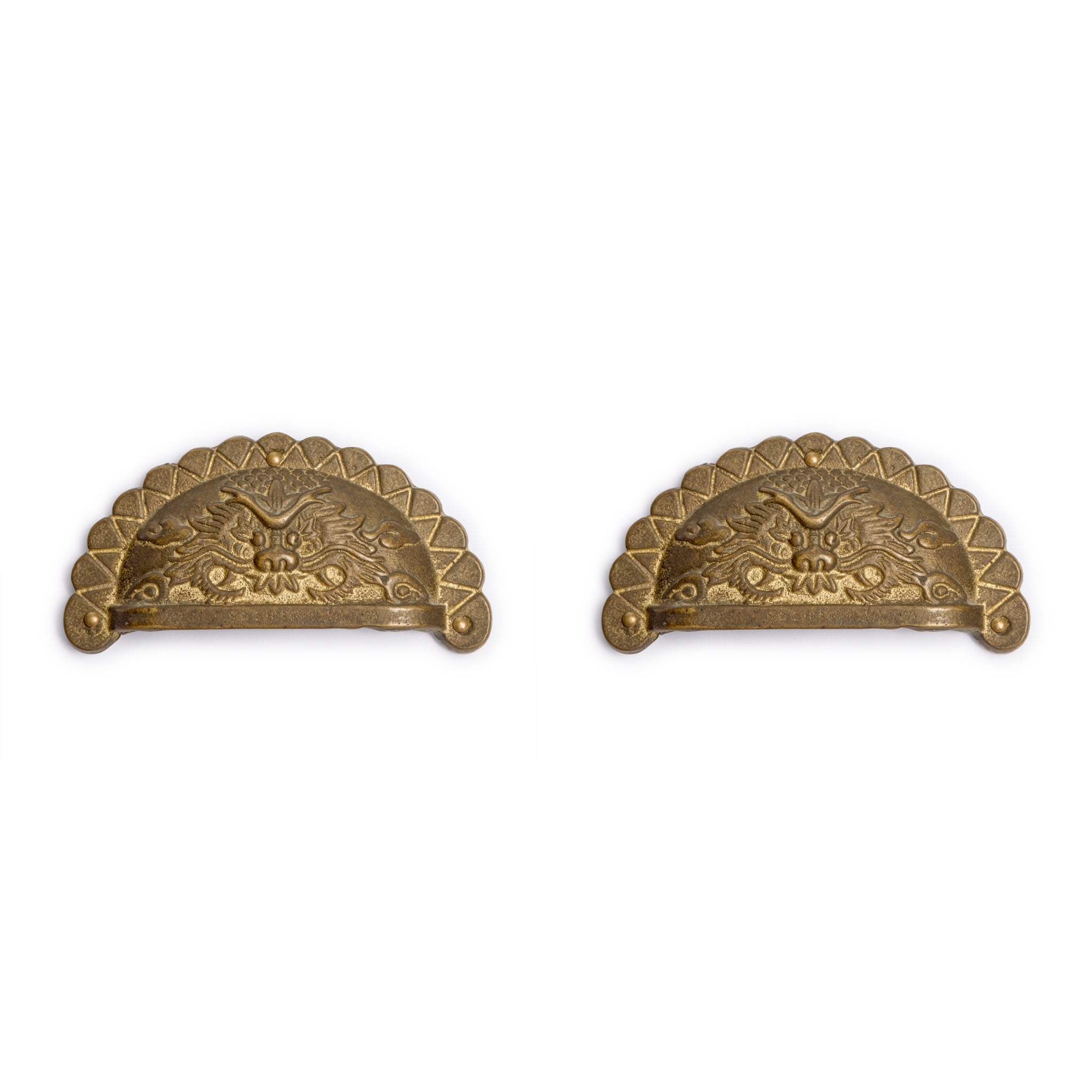 Dragon Handle Pulls 3.3" - Set of 2-Chinese Brass Hardware