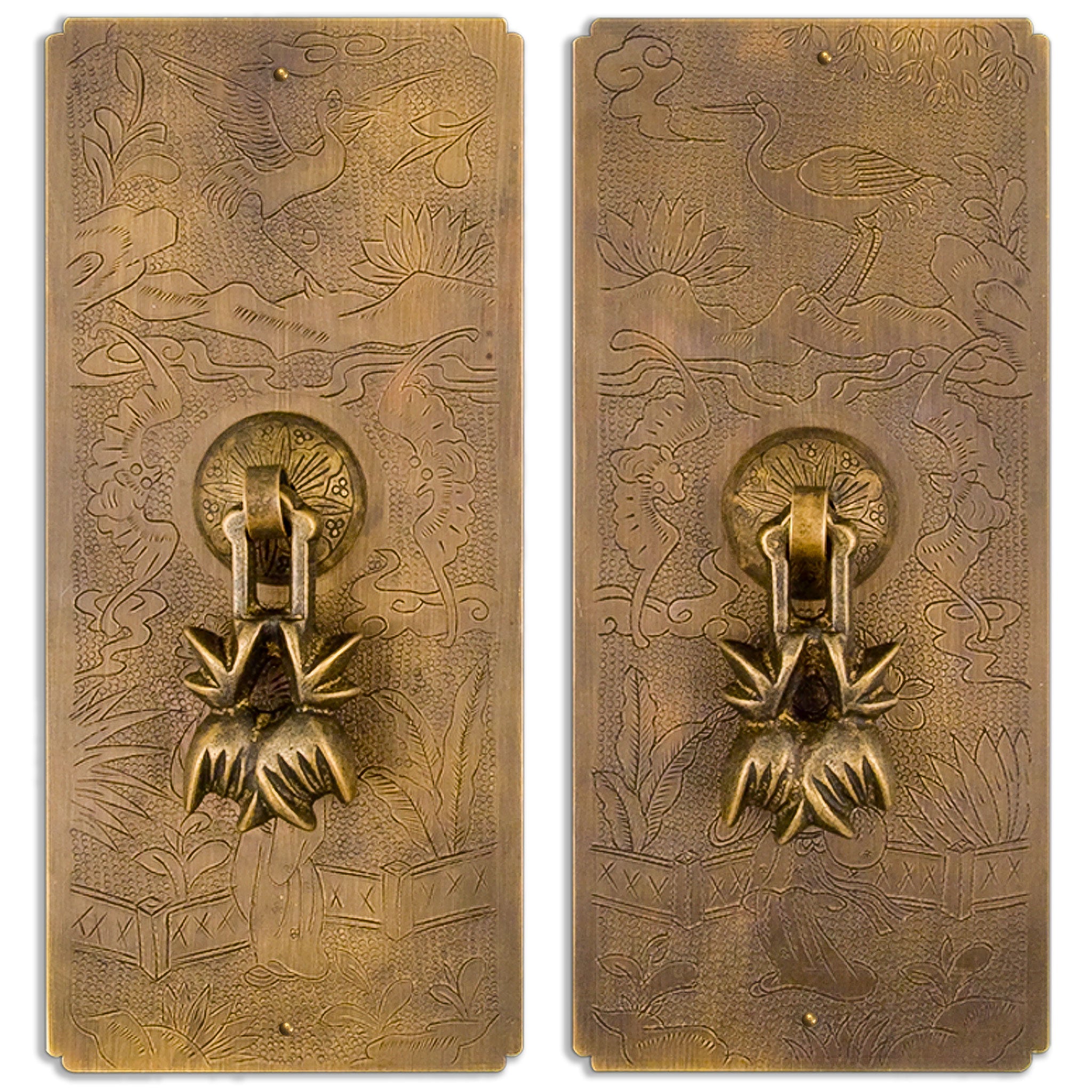 Flapping Butterfly Face Plate Set w/ Pulls-Chinese Brass Hardware