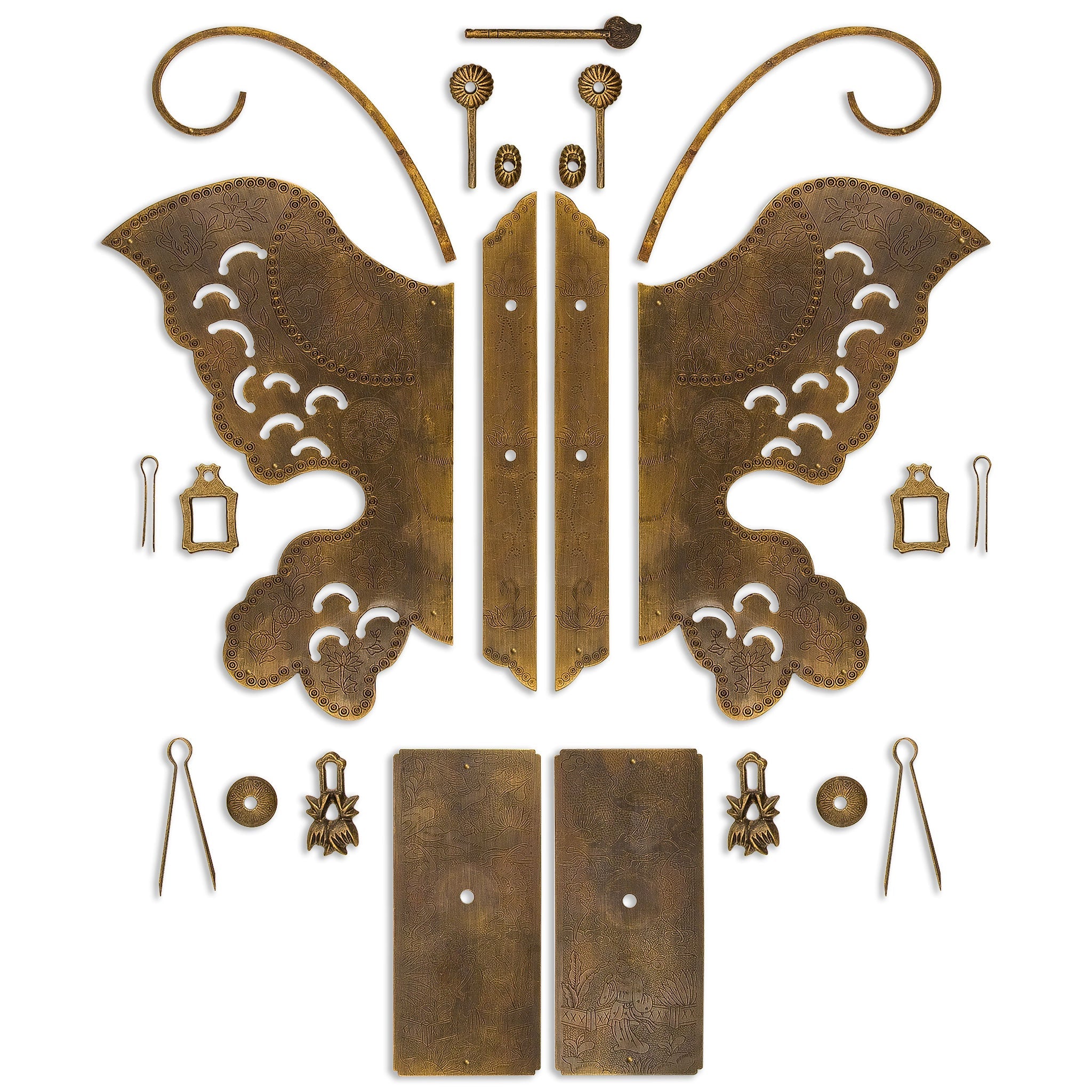 Flapping Butterfly Face Plate Set w/ Pulls-Chinese Brass Hardware