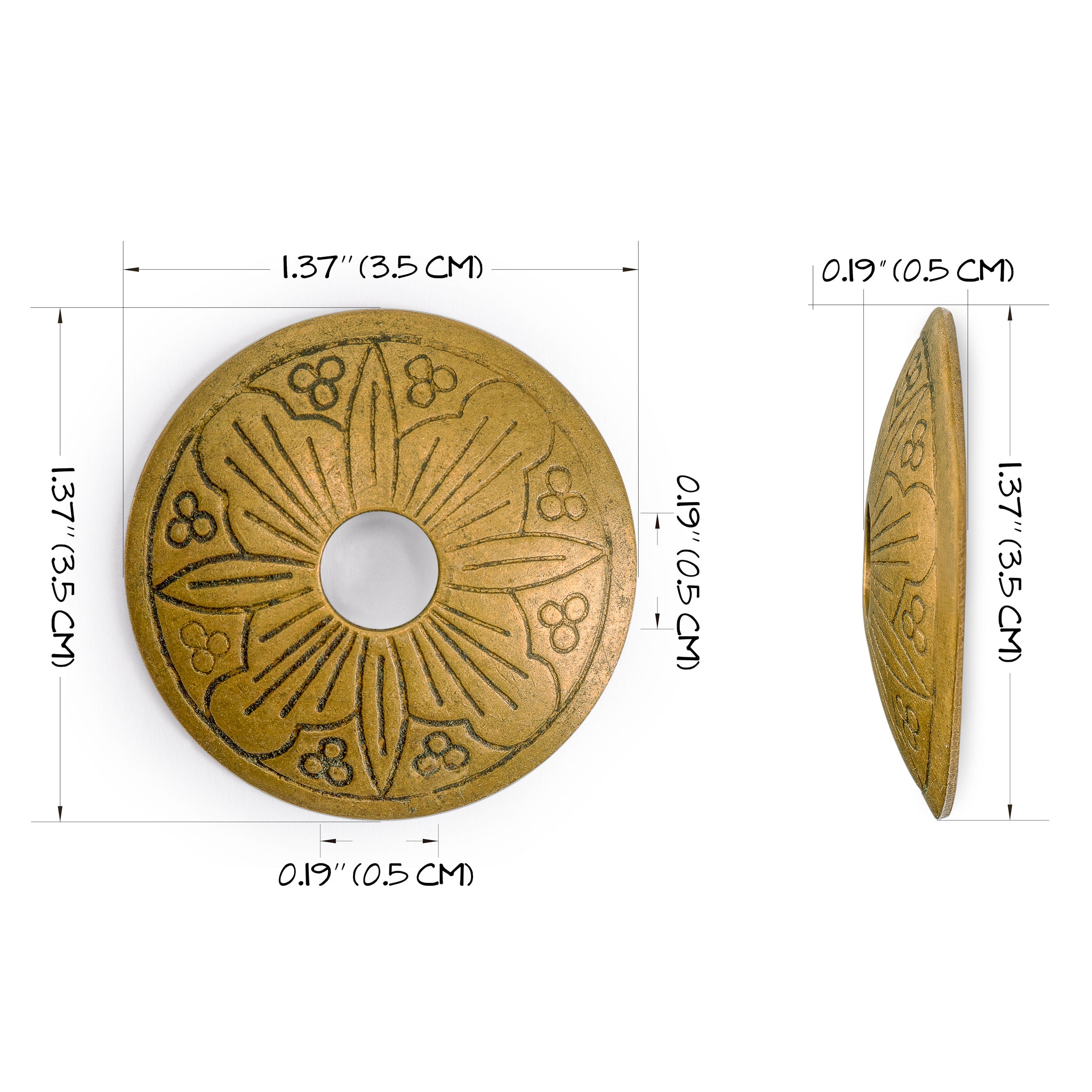 Floral Washers 1.3" - Set of 10-Chinese Brass Hardware