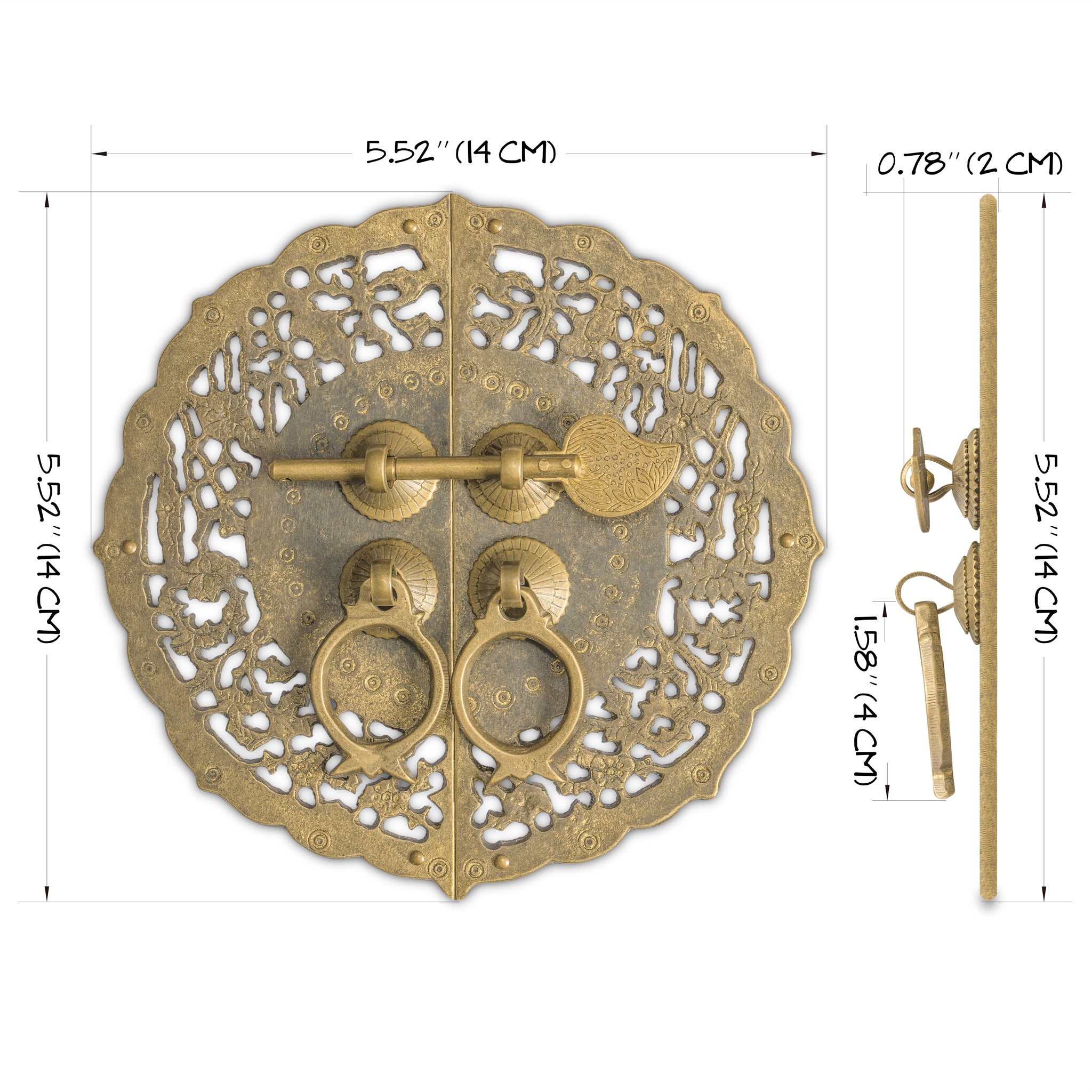 Flower Pot Cabinet Face Plate 5.5"-Chinese Brass Hardware