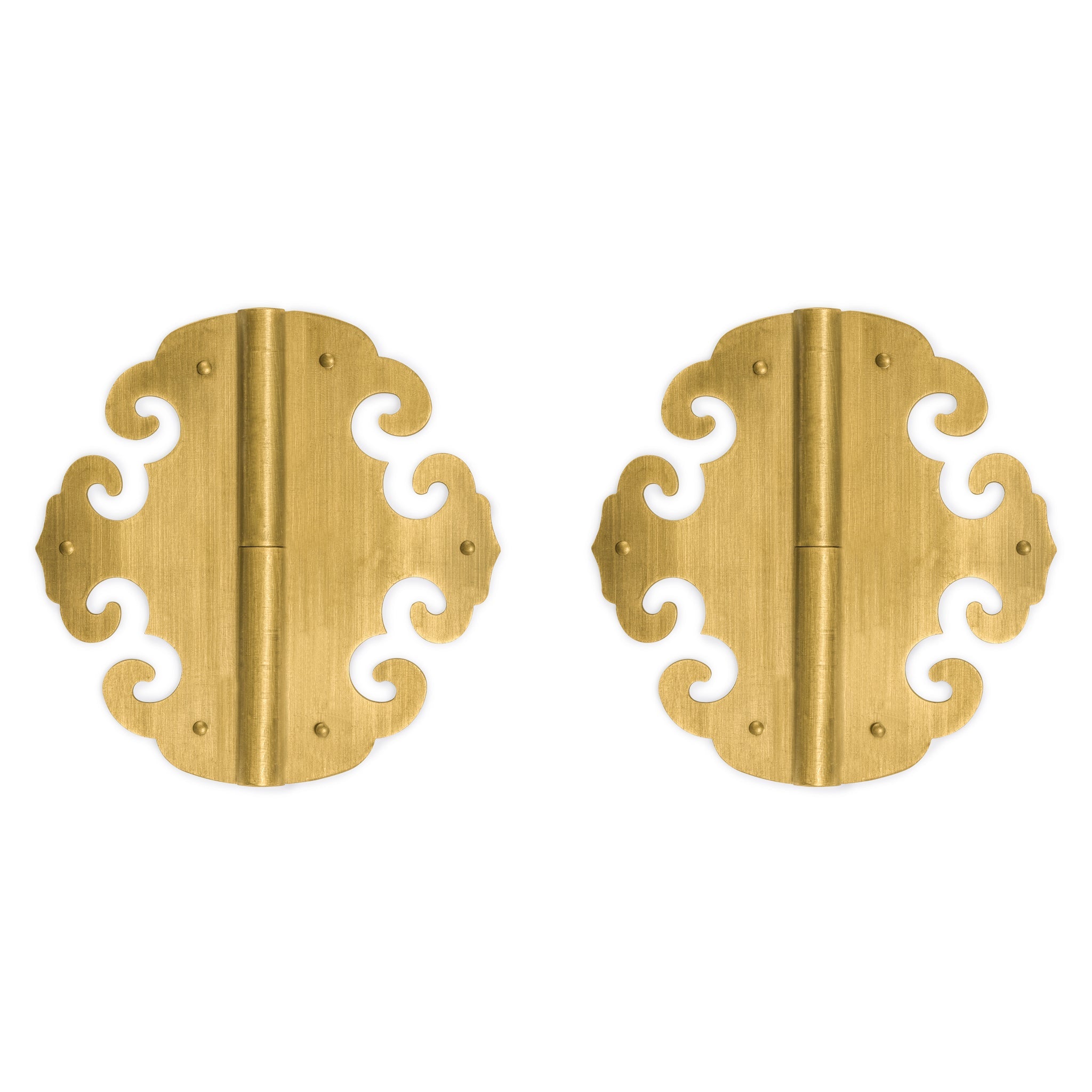 Four Flowers Hinges 4" - Set of 2-Chinese Brass Hardware